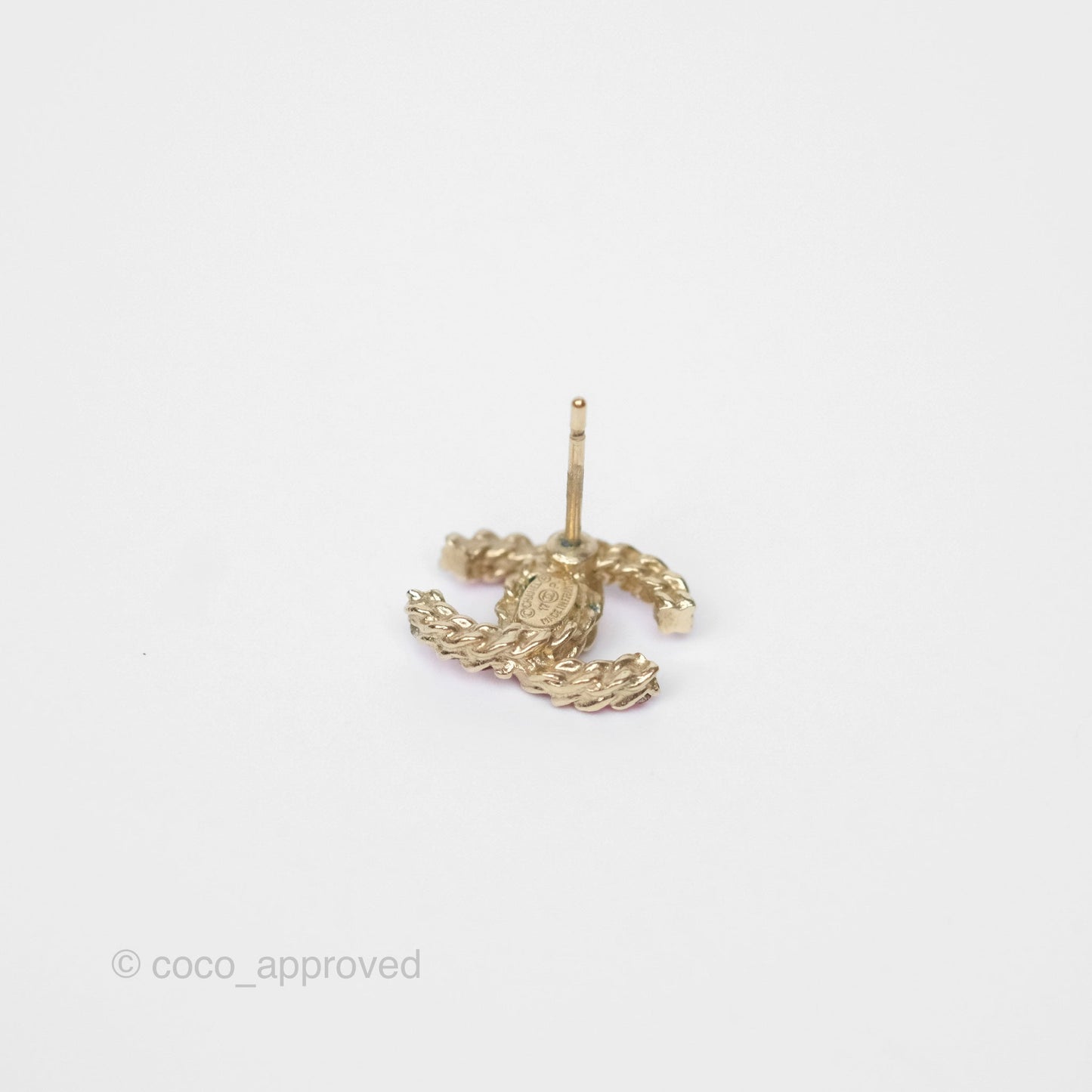 Chanel Crystal CC Earrings Gold Tone 17P