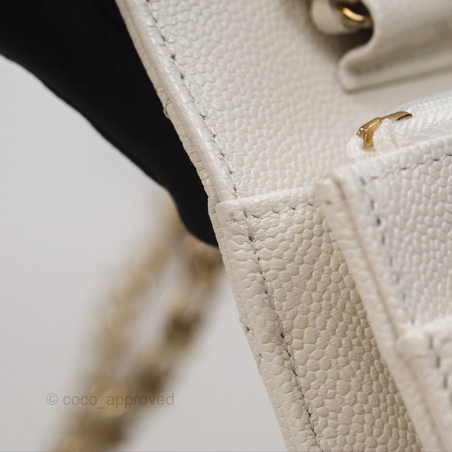Chanel Quilted Classic Wallet on Chain WOC White Caviar Gold Hardware