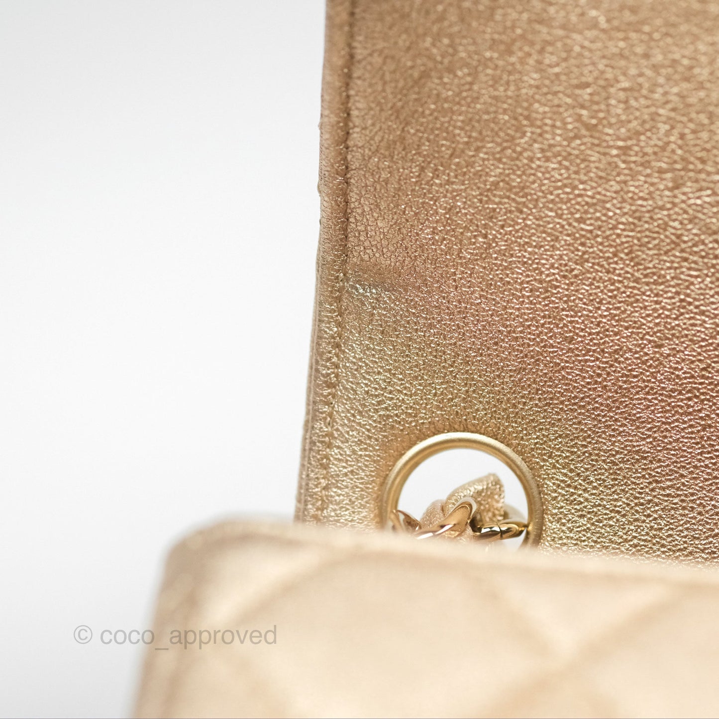 Chanel Quilted Mini Square Iridescent Gold Lambskin Gold Hardware 21P