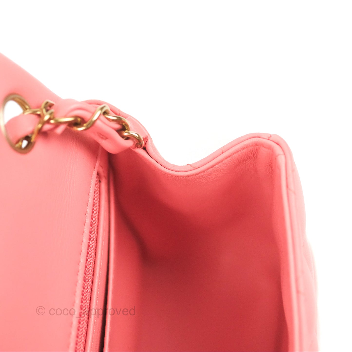 Chanel Quilted Mini Square Flap Pink Lambskin Gold Hardware