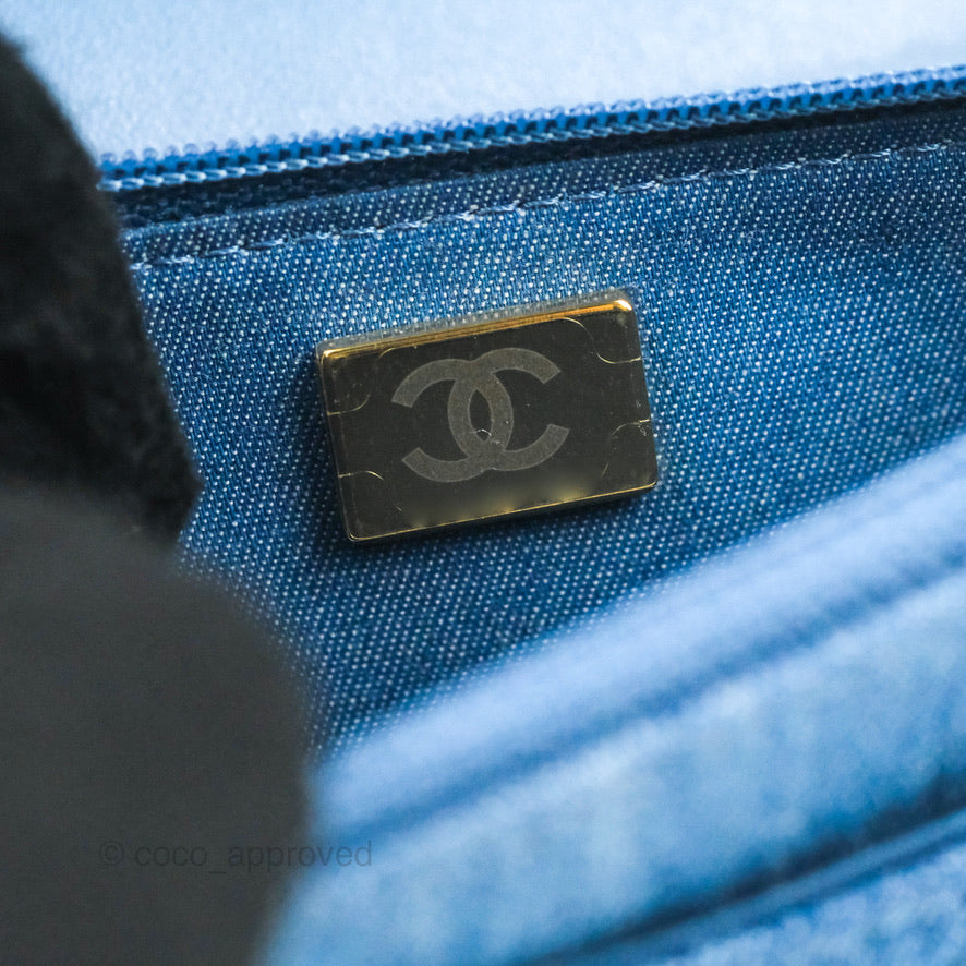 Chanel Quilted Pearl Crush Wallet on Chain WOC Denim Aged Gold Hardware