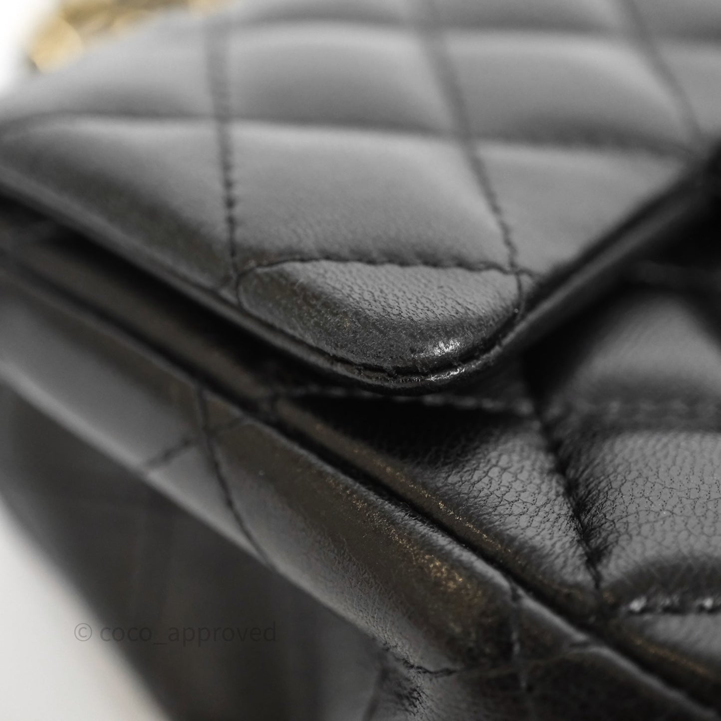 Chanel Mini Square Quilted Black Lambskin Gold Hardware
