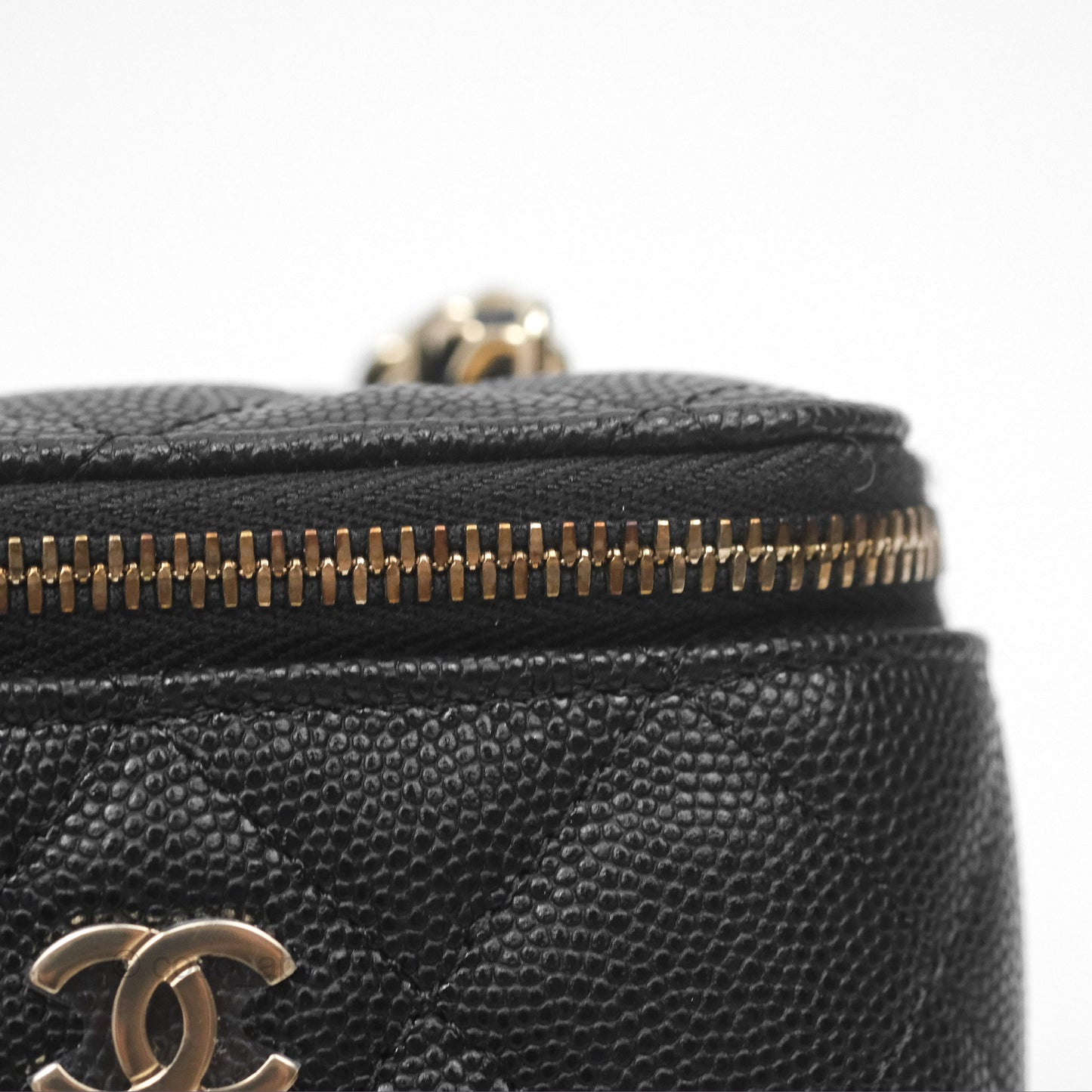 Chanel Mini Vanity With Chain Black Caviar Gold Hardware
