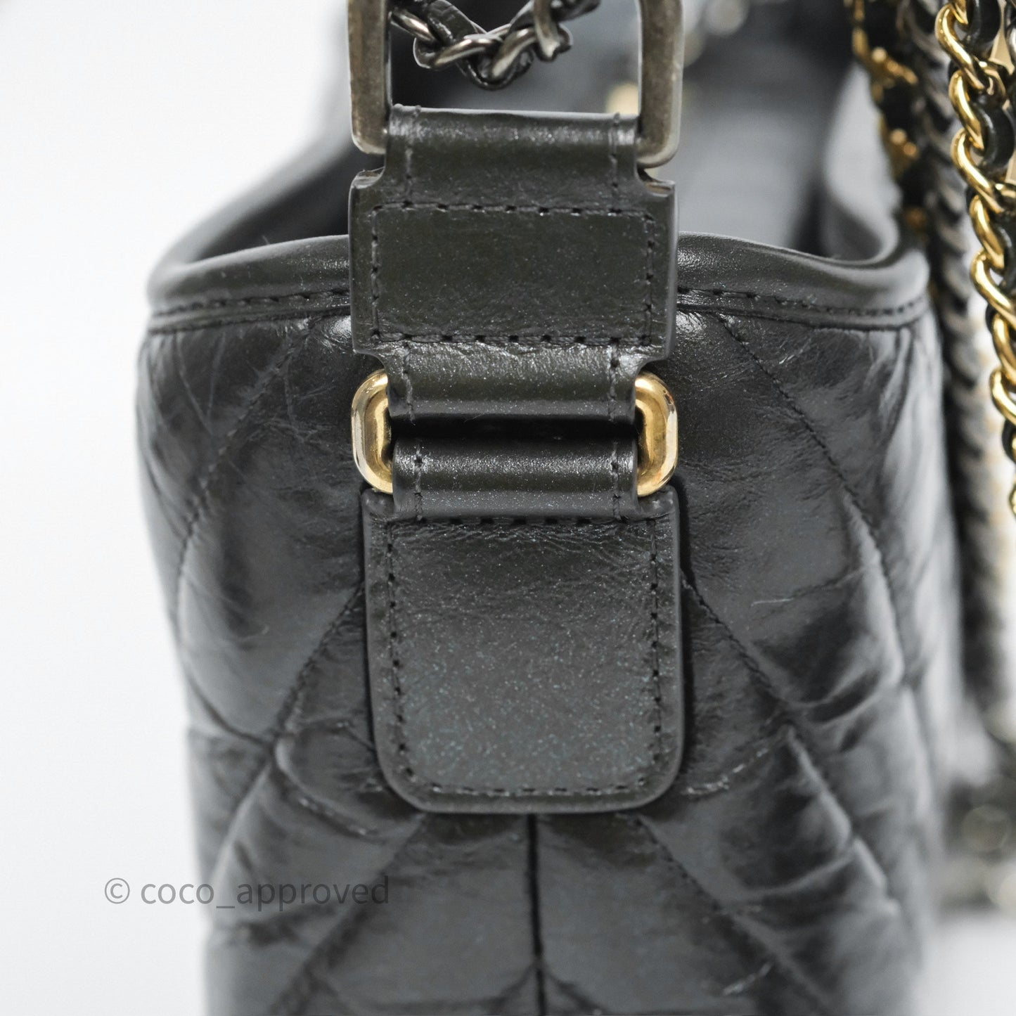 Chanel Small Gabrielle Hobo Chevron Iridescent Grey Aged Calfskin