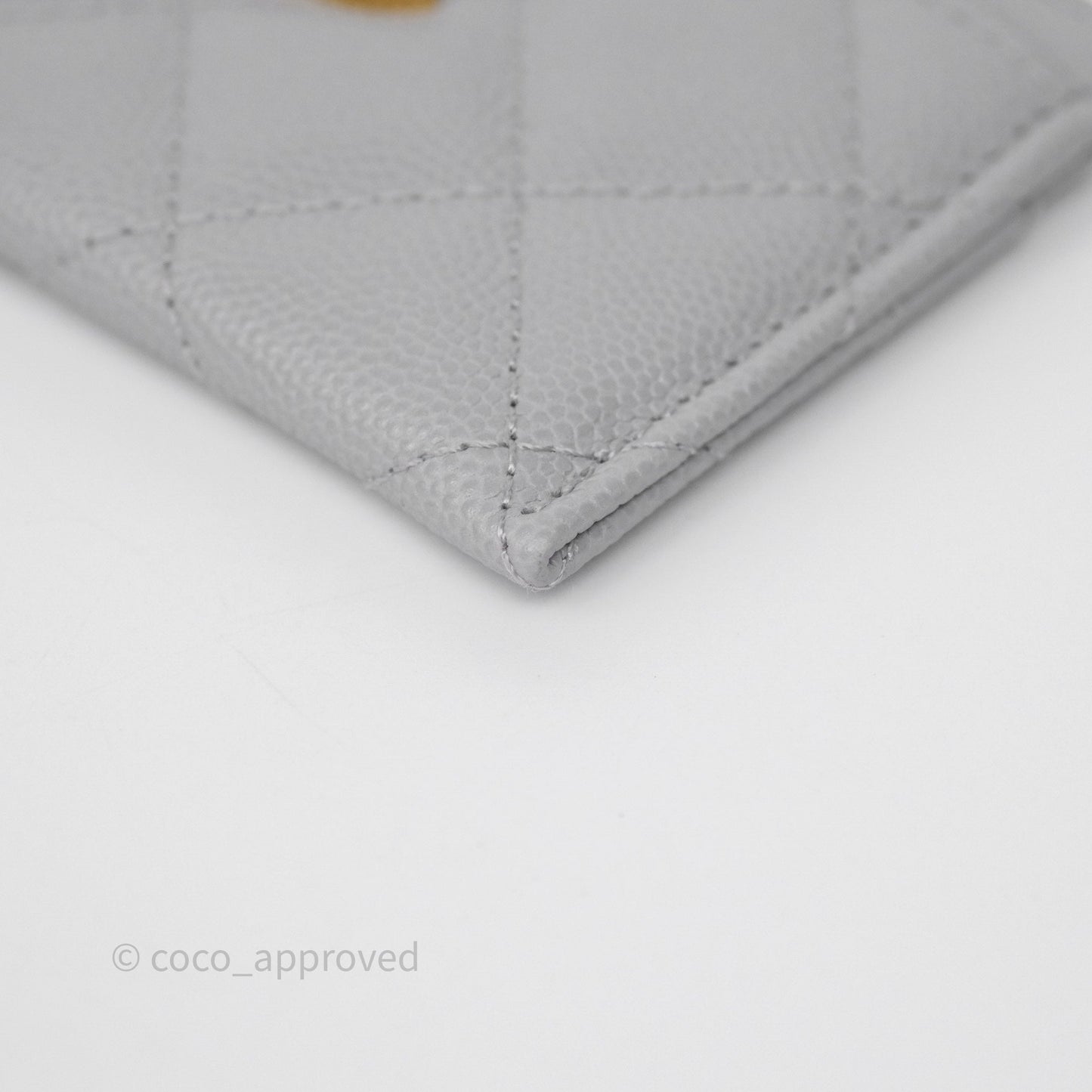 Chanel Card Holder Grey Caviar Gold Hardware