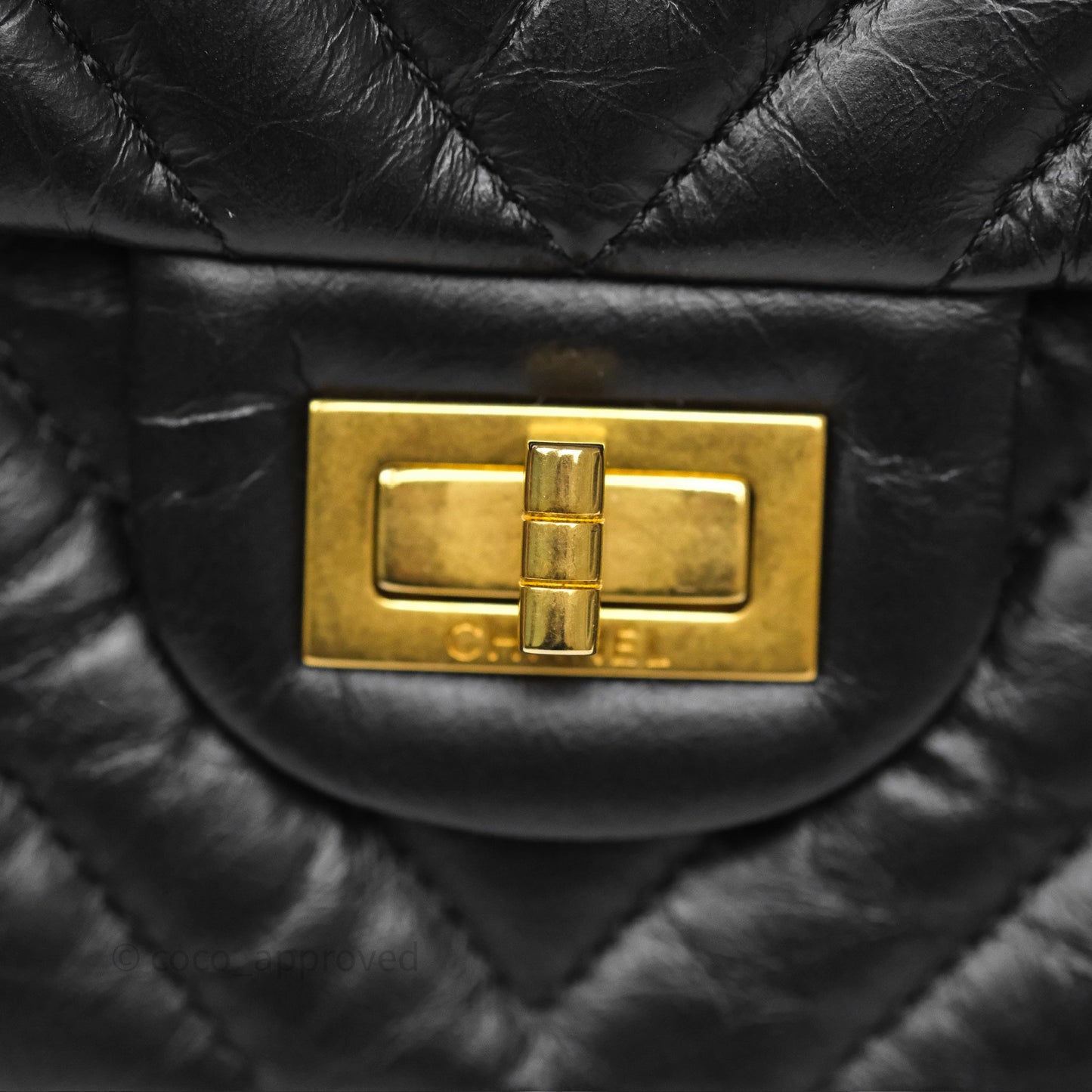 Chanel Reissue 226 Chevron Black Aged Calfskin Aged Gold Hardware