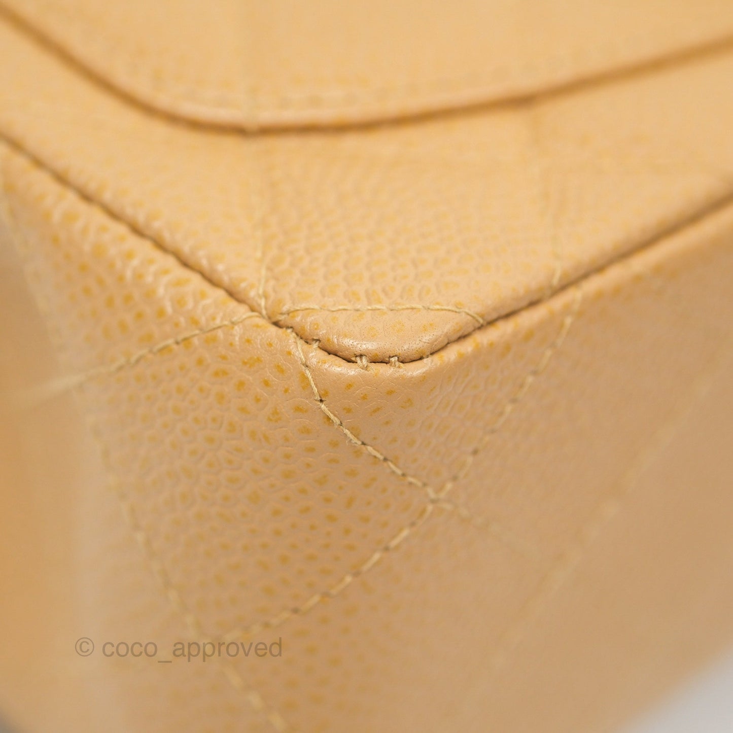 Chanel Quilted Vintage Mini Square Flap Beige Caviar 24K Gold Hardware