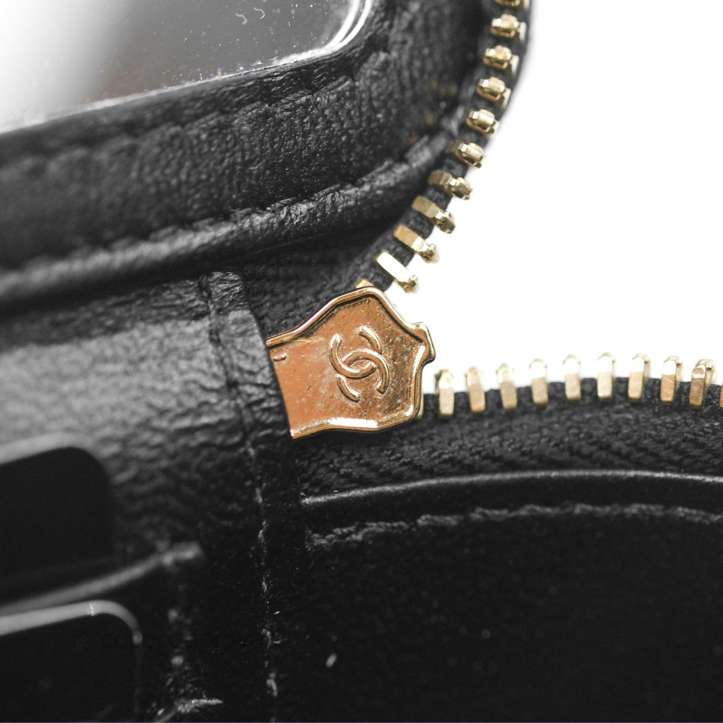Chanel Vanity Rectangular Metal Top Handle Black Lambskin Aged Gold Hardware 22B