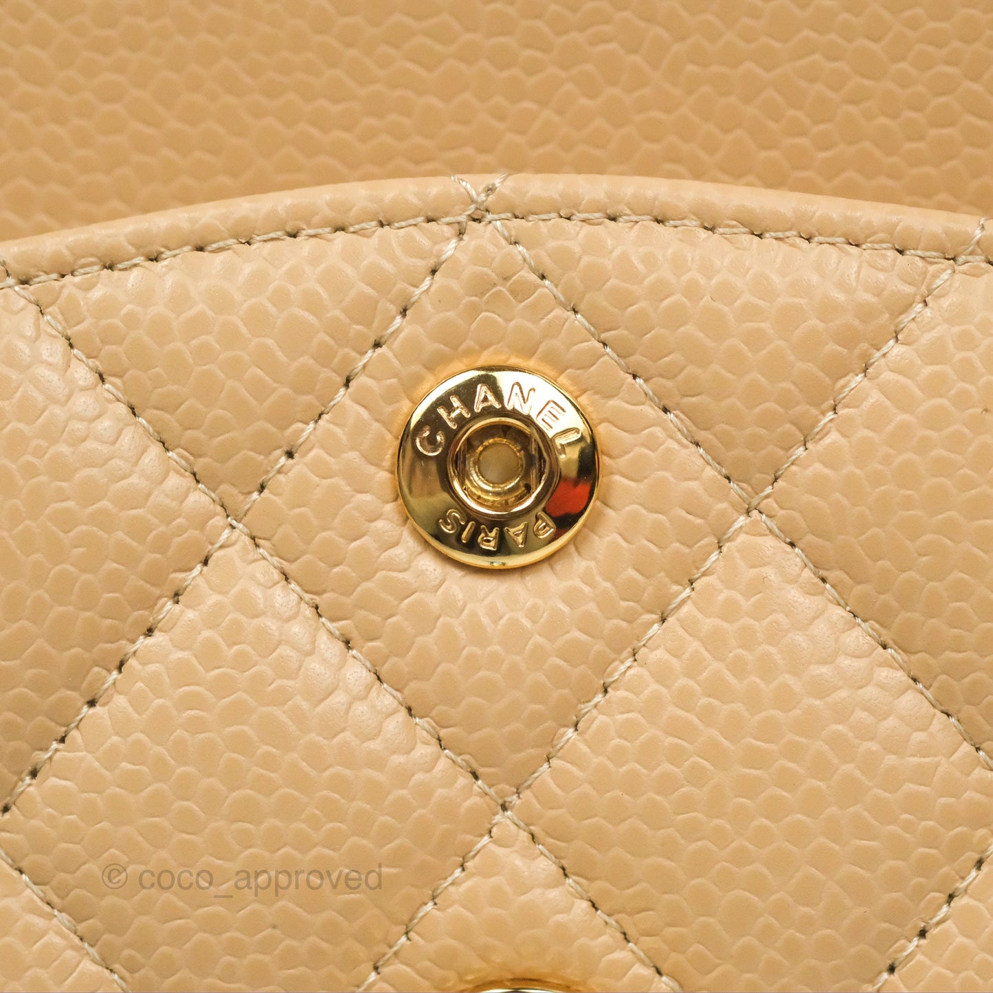 Chanel Small Quilted Classic Flap Beige Caviar Gold Hardware