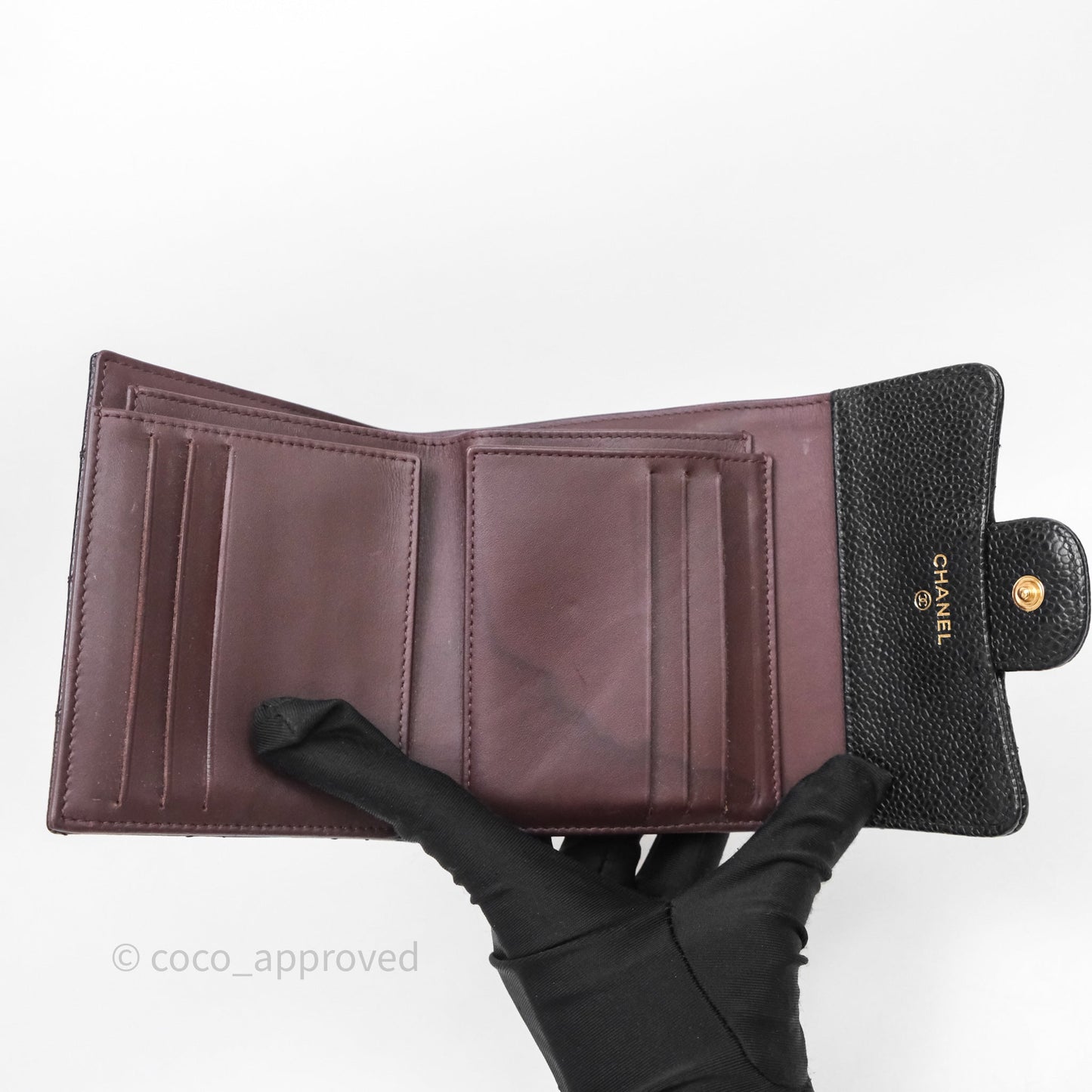 Chanel Classic Short Flap Wallet Black Caviar Gold Hardware