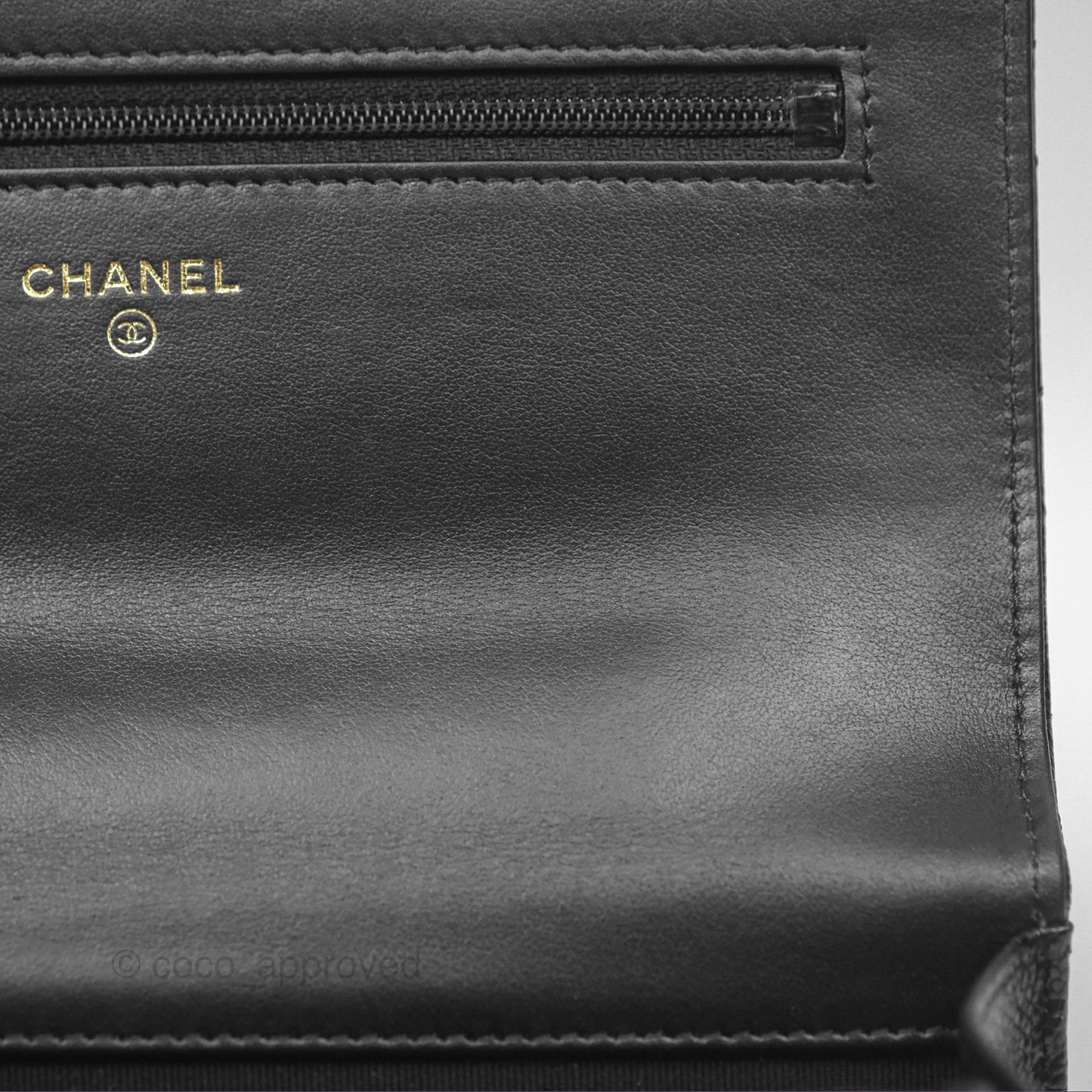 Chanel Top Handle Wallet On Chain WOC Black Caviar Gold Hardware 22S