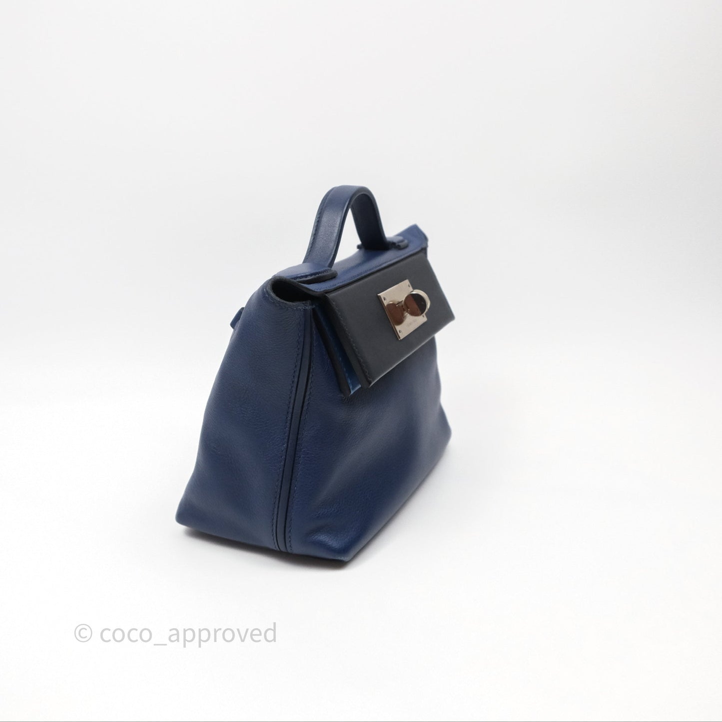 Hermès 24/24 21 Mini Bleu Saphir 73/ Bleu Indigo 76/ Bleu France 71 Evercolor/ Swift Palladium Hardware