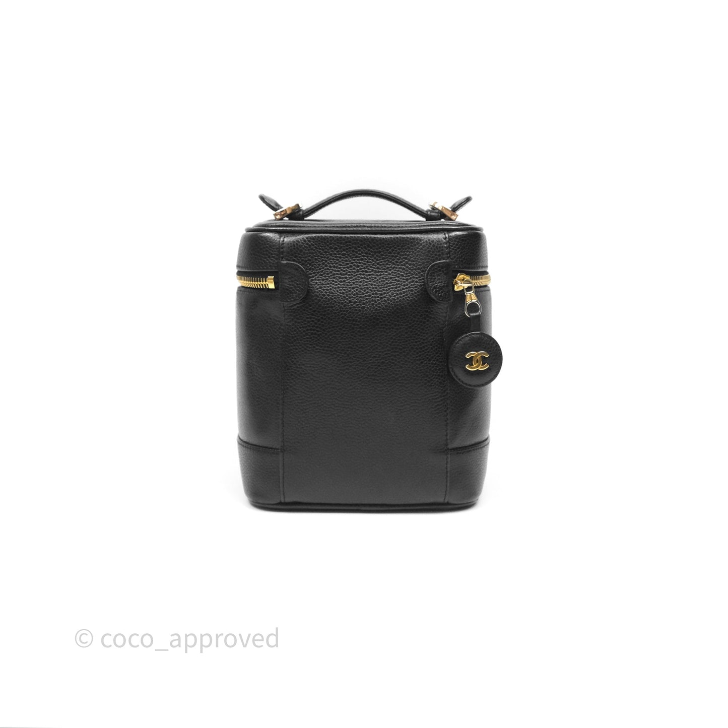 Chanel Vintage Vanity Case Black Caviar Gold Hardware