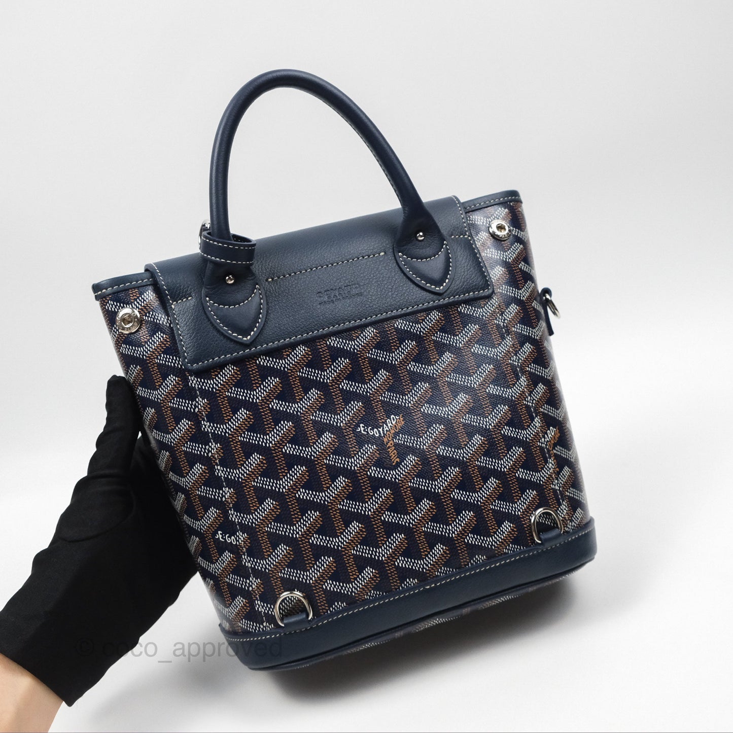 Goyard Mini Alpin Backpack Navy Blue Goyardine Calfskin