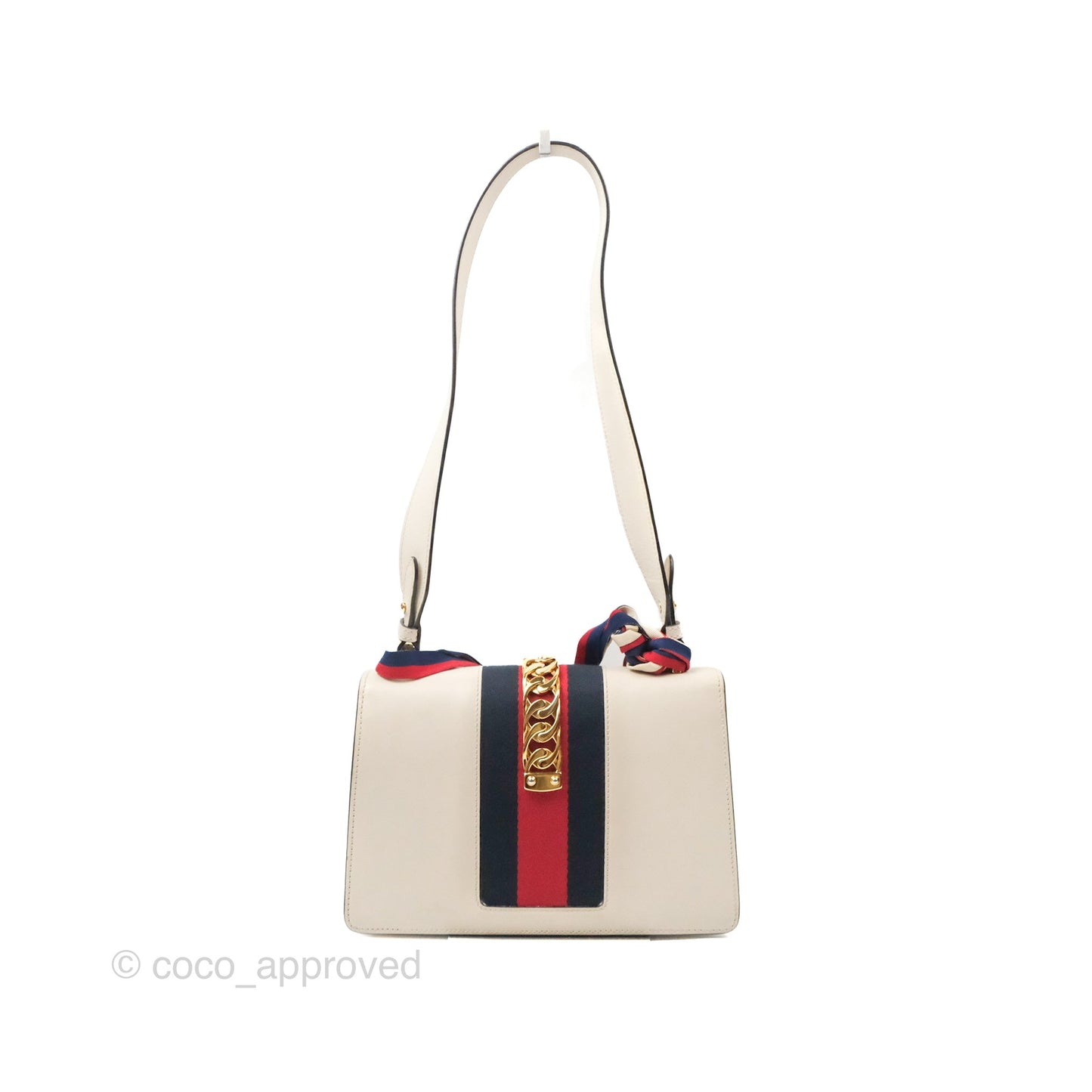 Gucci Calfskin Small Sylvie Shoulder Bag White