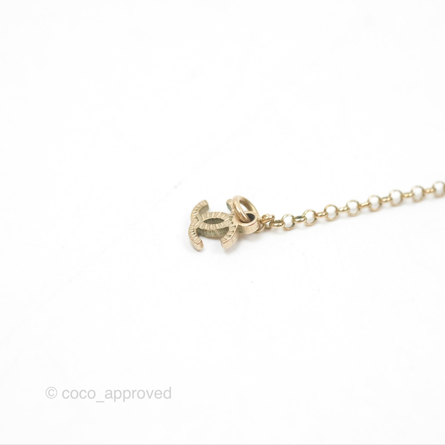 Chanel Heart Pearl CC Necklace Gold Tone 21B
