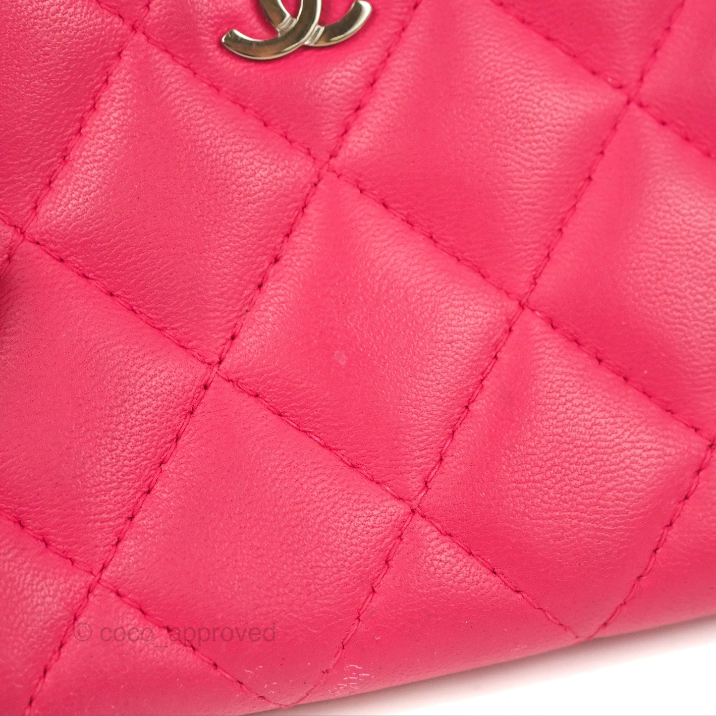Chanel Quilted Mini O Case Pink Lambskin Silver Hardware