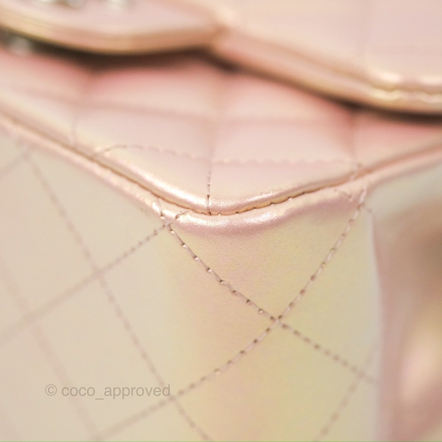 Chanel Mini Square Quilted Iridescent Pink Silver Hardware