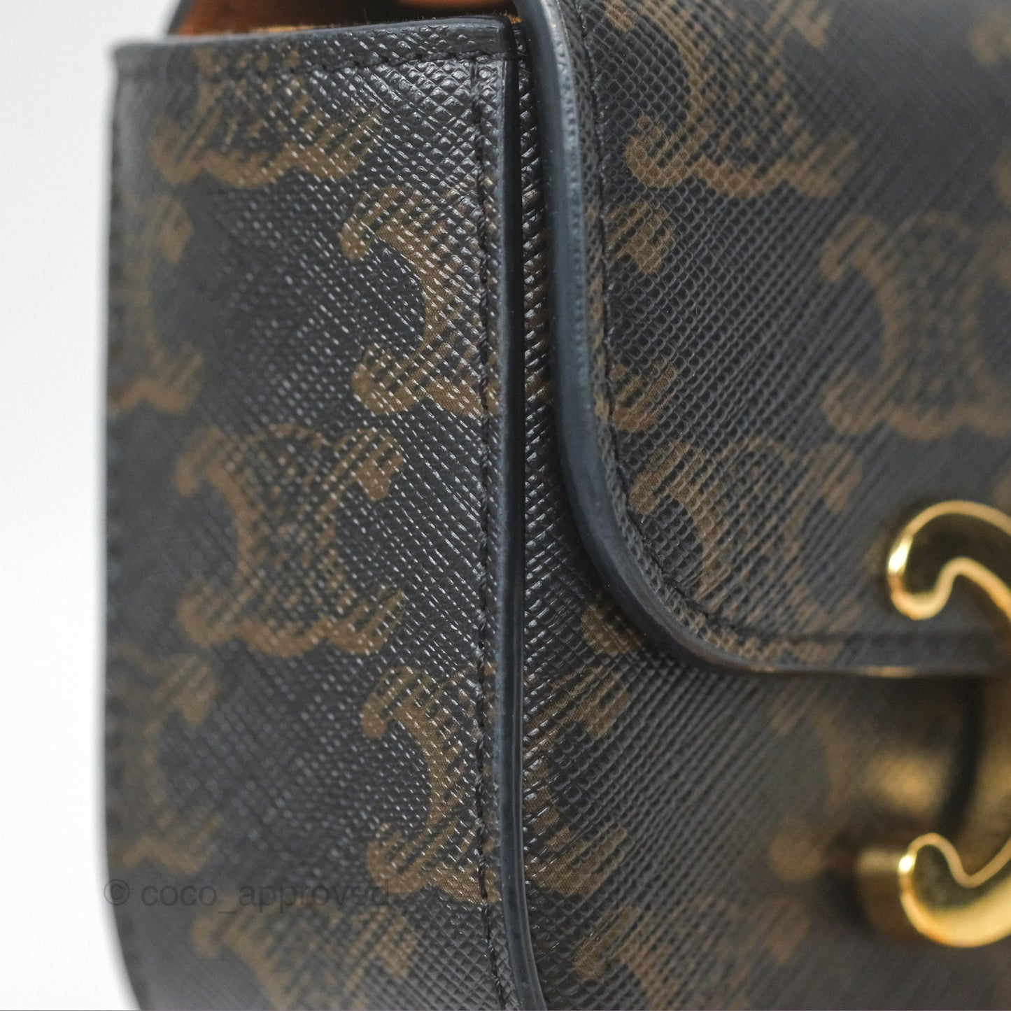 Celine Mini Triomphe Tan Canvas Calfskin