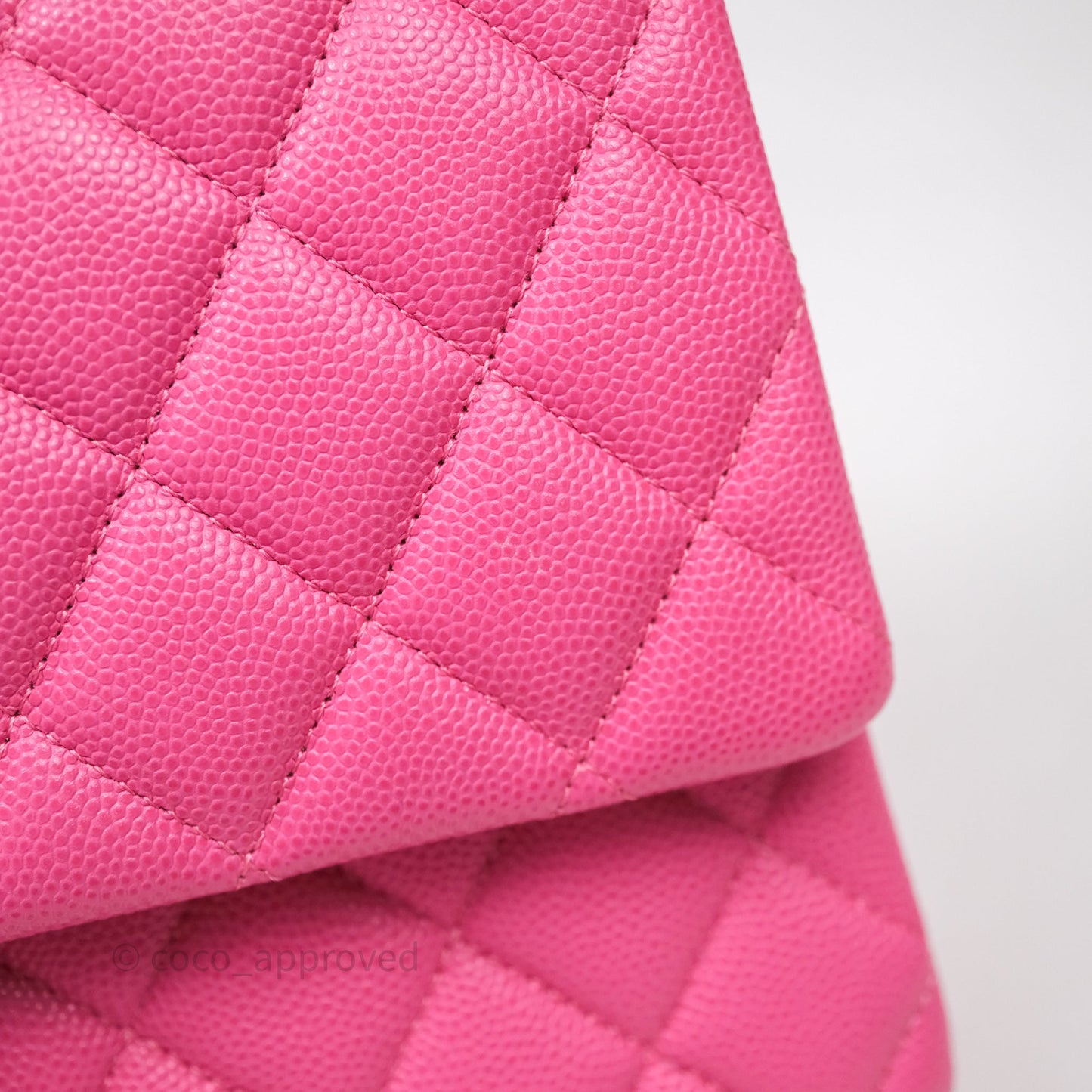 Chanel Classic M/L Medium Flap Quilted Hot Pink Caviar Gold Hardware