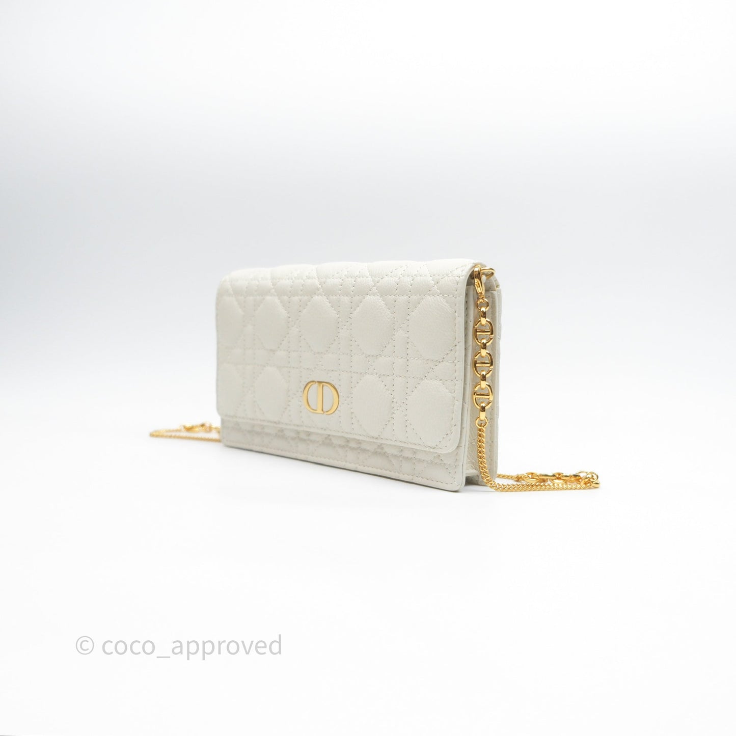 Dior Caro Pouch with Chain Latte Supple Cannage Calfskin