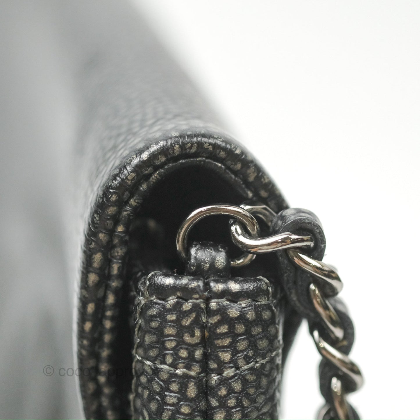 Chanel Half Moon Wallet on Chain WOC Metallic Dark Grey Caviar Silver Hardware