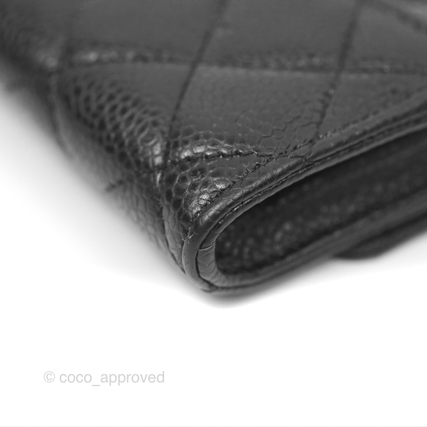 Chanel Quilted Flap Card Holder Black Caviar Silver Hardware