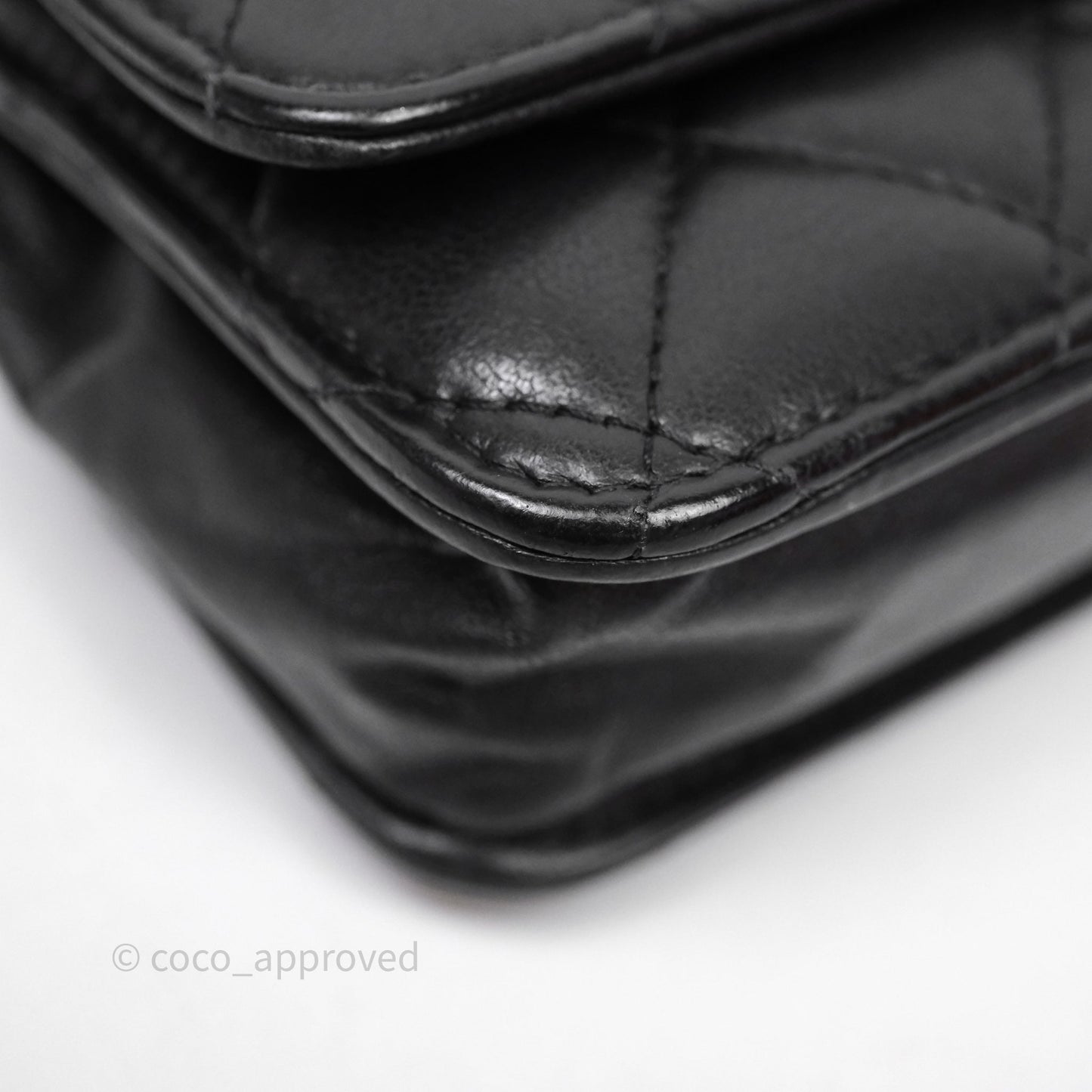 Chanel Classic WOC Wallet On Chain Quilted Black Lambskin Gold Hardware
