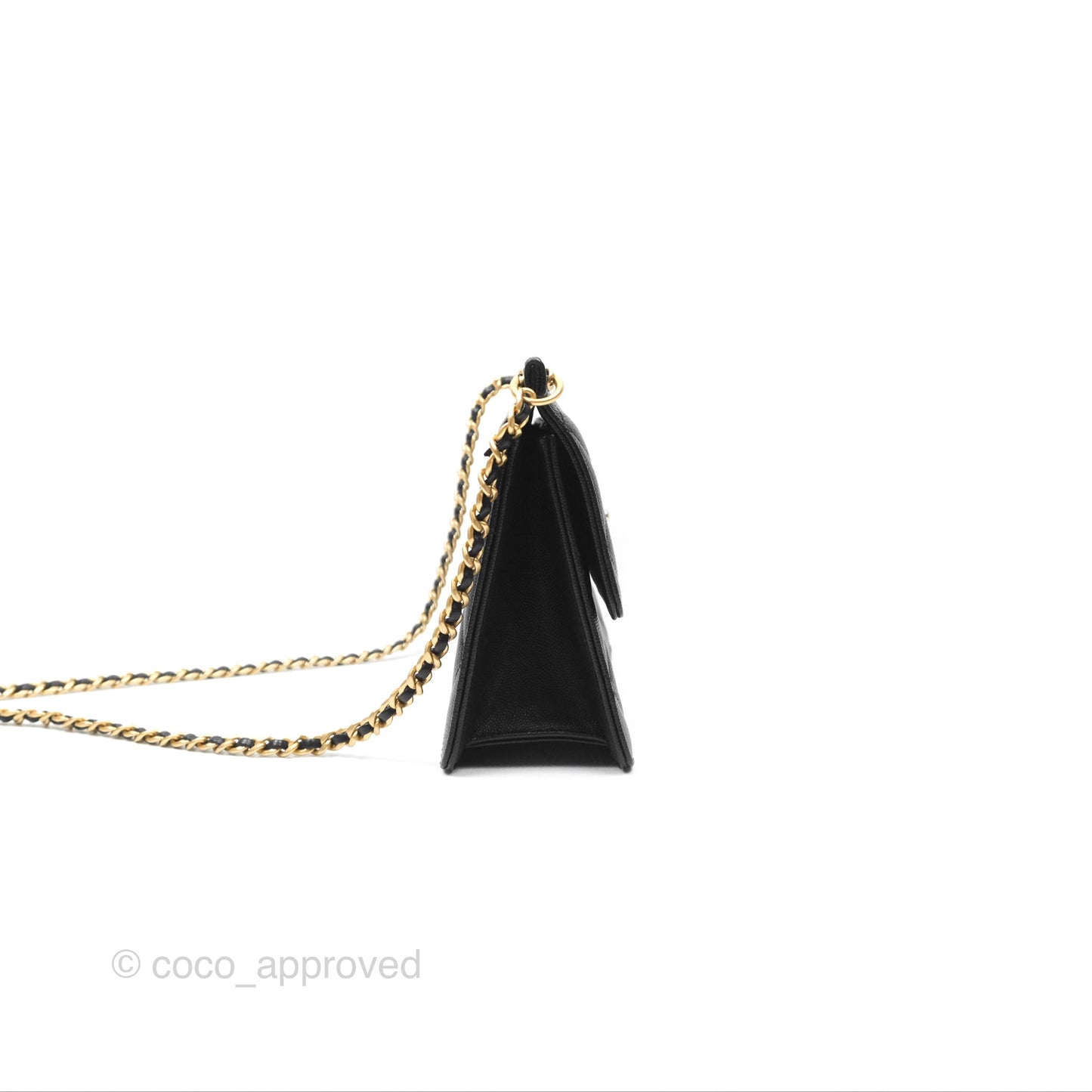 Chanel Chain Flap Bag Black Caviar Aged Gold Hardware 23A
