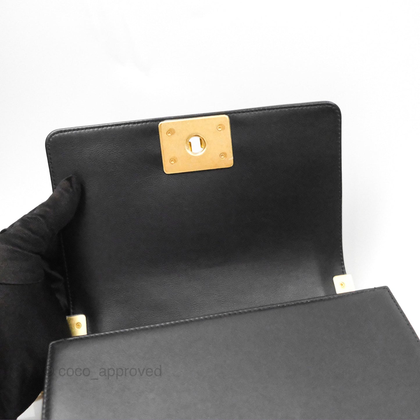 Chanel Small Boy Black Calfskin Gold Hardware