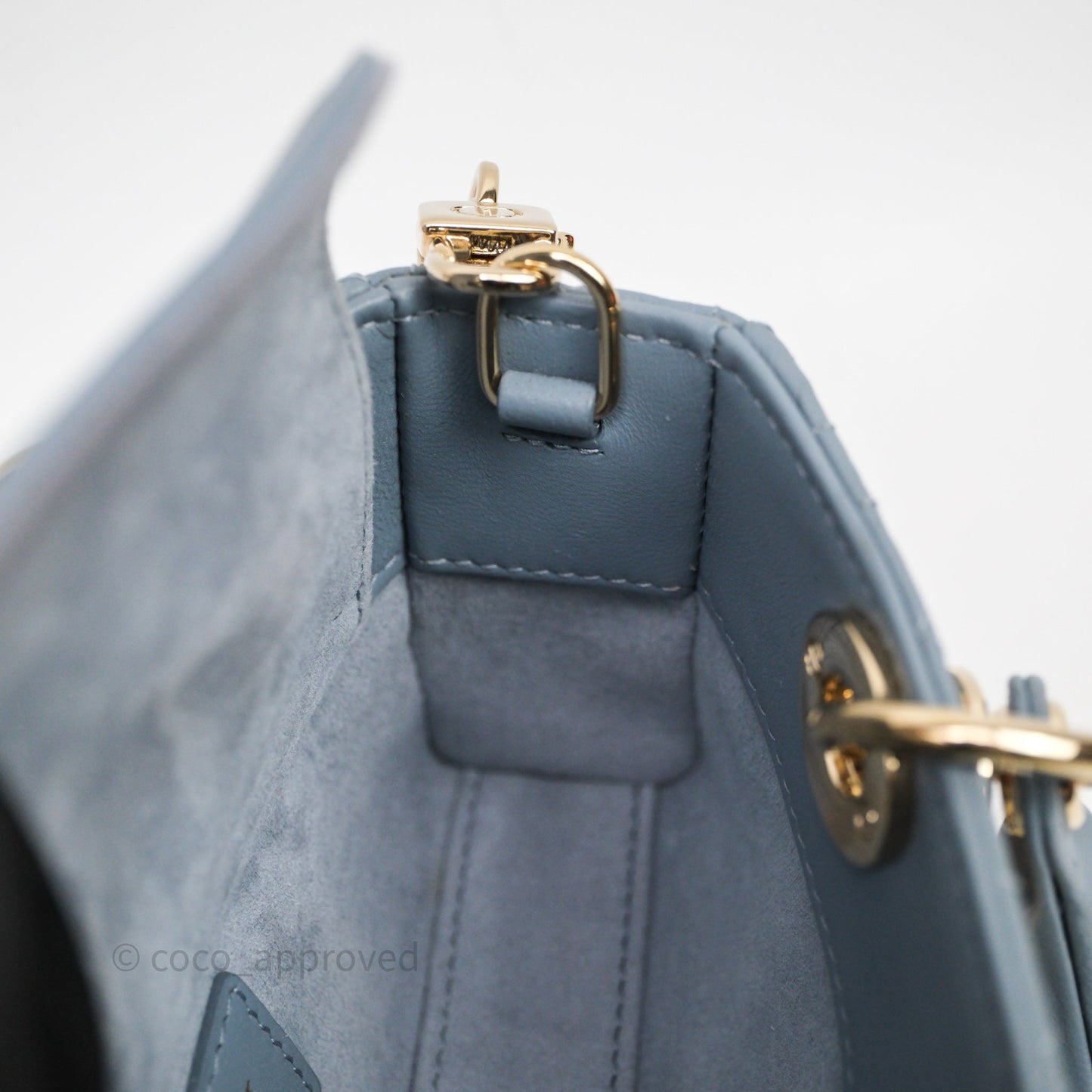 Christian Dior Micro Lady D-Joy Bag Blue Cannage Lambskin Light Gold Hardware