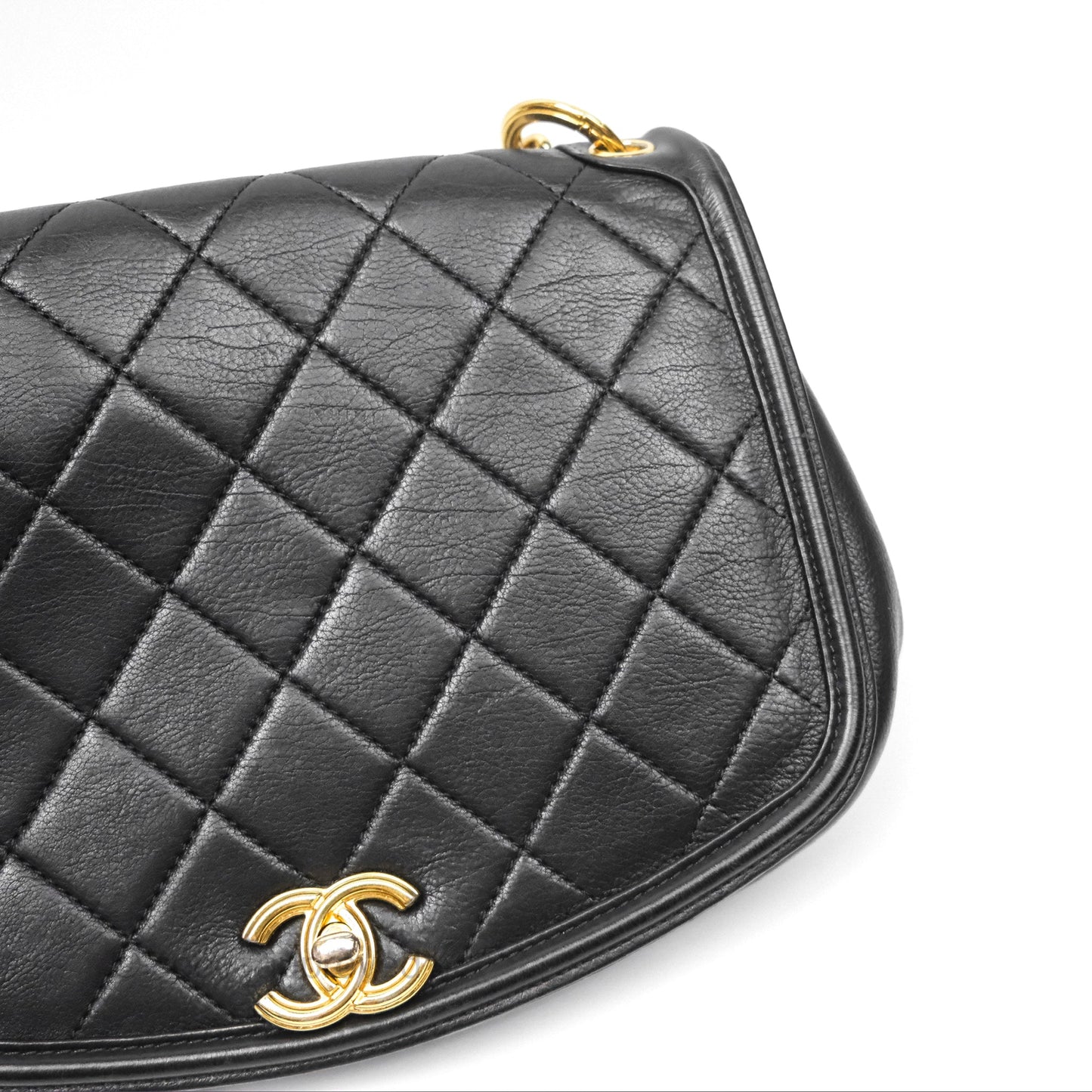 Chanel Small Underline Saddle Flap Bag Black Calfskin Gold Hardware