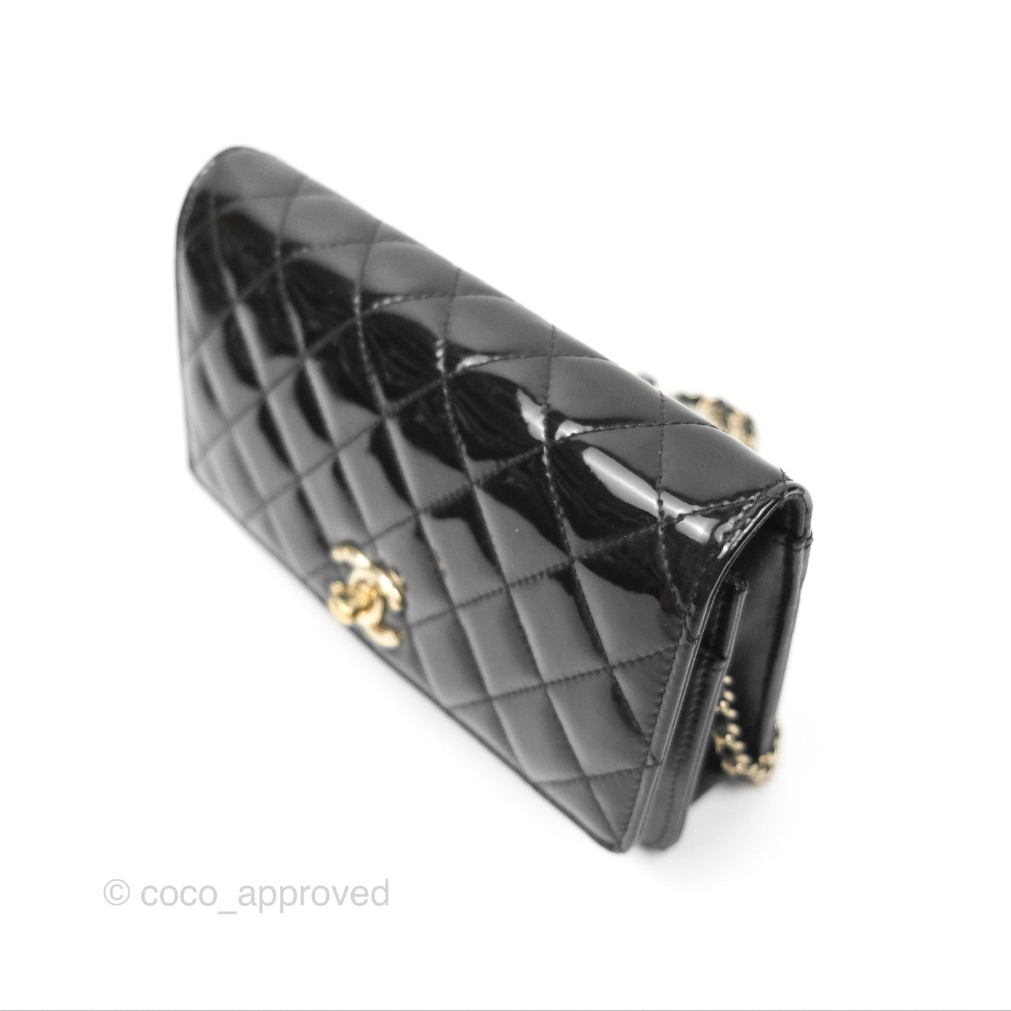 Chanel Wallet On Chain WOC Black Patent Lambskin Gold Hardware