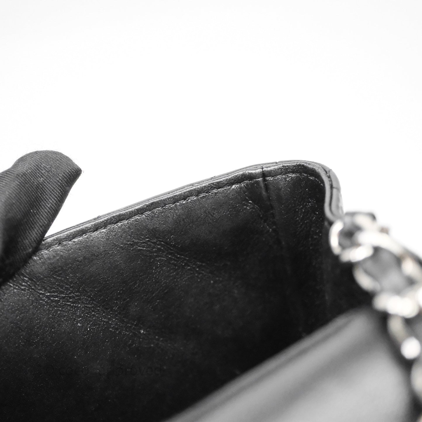 Chanel Mini Square Quilted Black Lambskin Silver Hardware