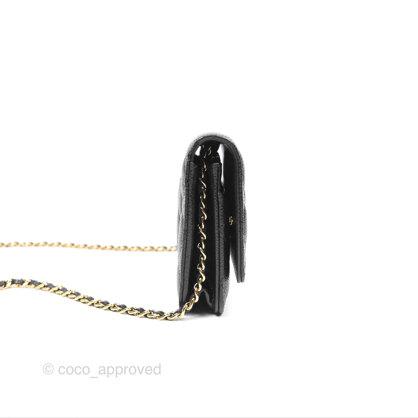 Chanel Classic Wallet On Chain WOC Quilted Black Caviar Gold Hardware