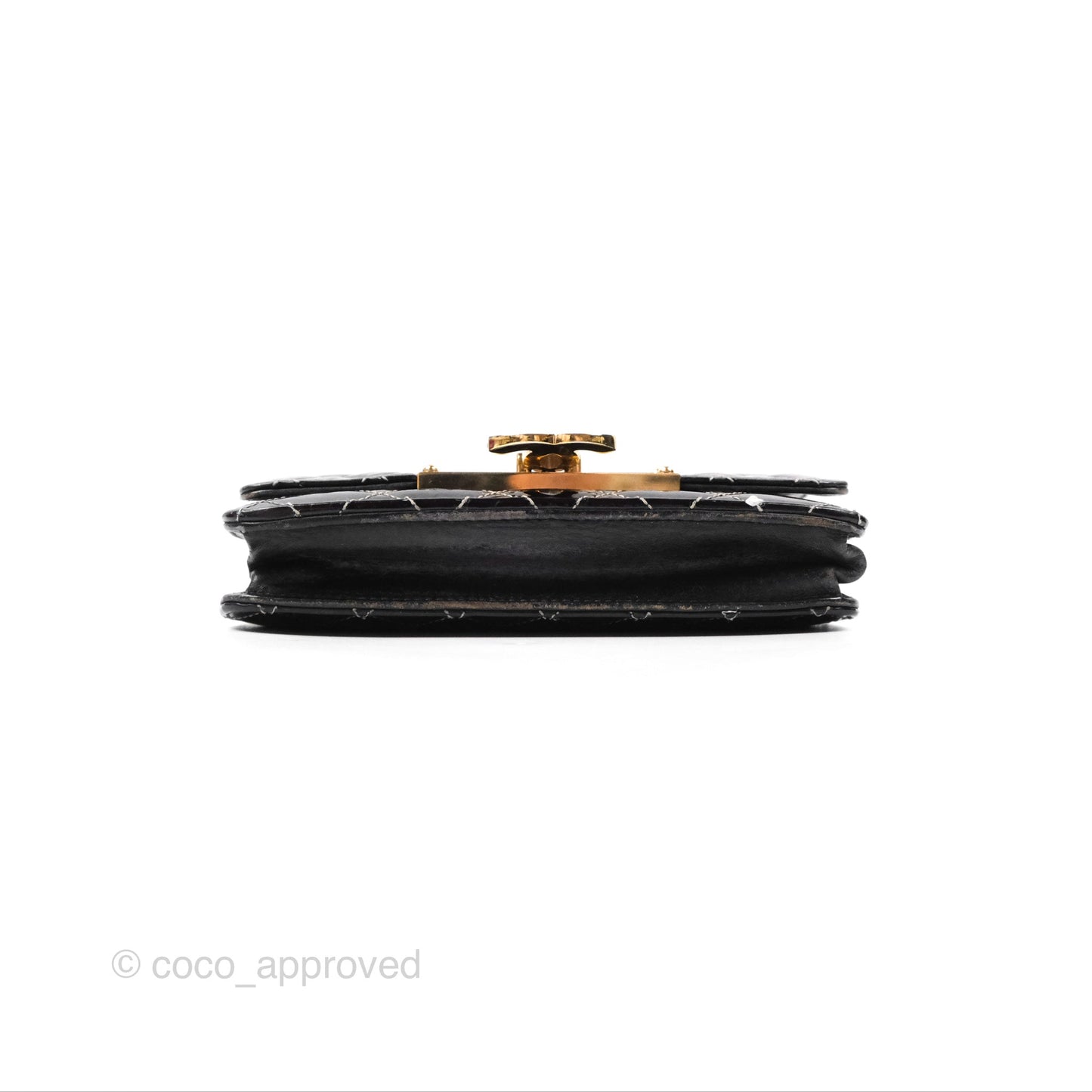 Chanel Golden Class Wallet On Chain WOC Black Patent Gold Hardware