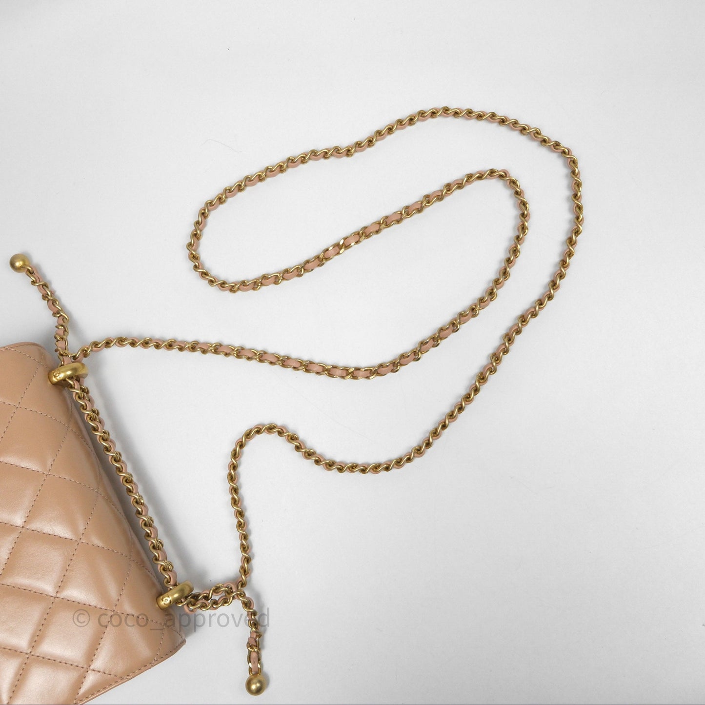 Chanel Quilted Mini Perfect Fit Adjustable Beige Calfskin Gold Hardware
