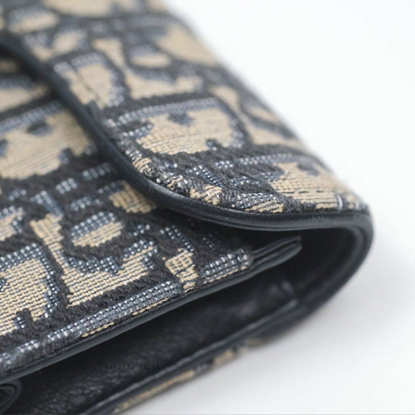 Christian Dior Saddle Flap Card Holder Blue Dior Oblique Jacquard