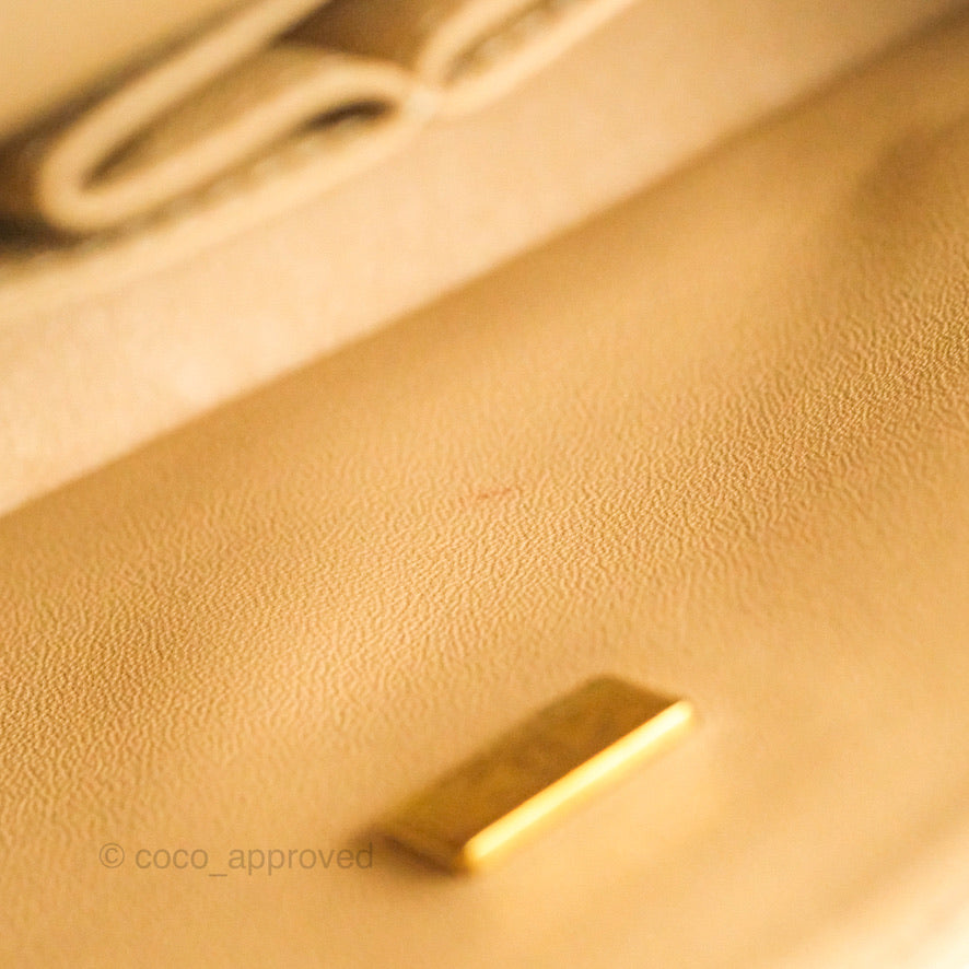 Chanel Quilted Classic M/L Medium Flap Beige Caviar Gold Hardware