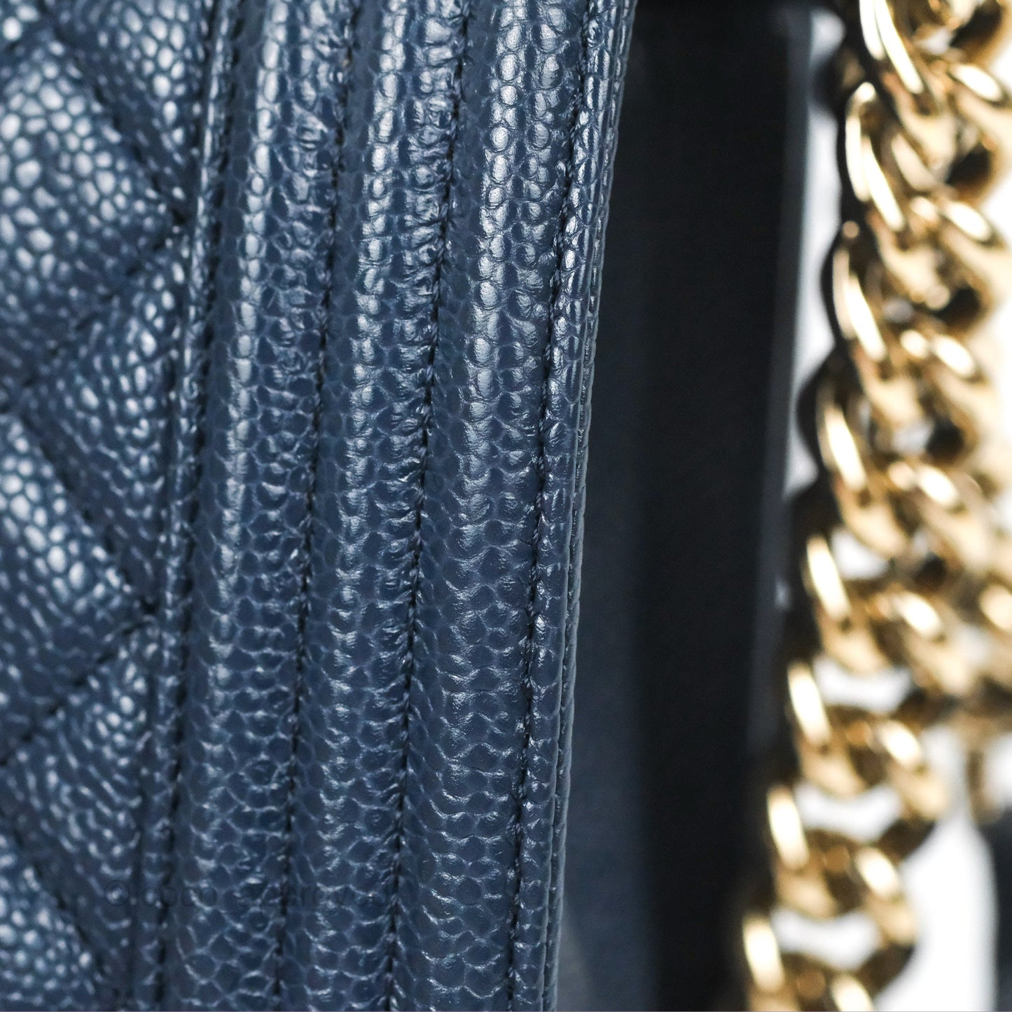 Chanel Quilted Medium Boy Navy Caviar Gold Hardware