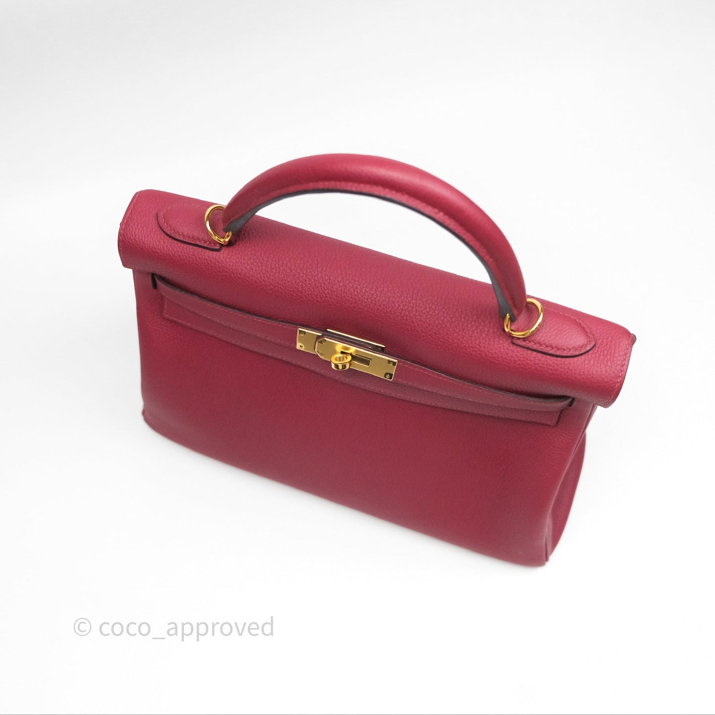 Hermès Kelly 32 Retourne Rouge Grenat K1 Togo Gold Hardware