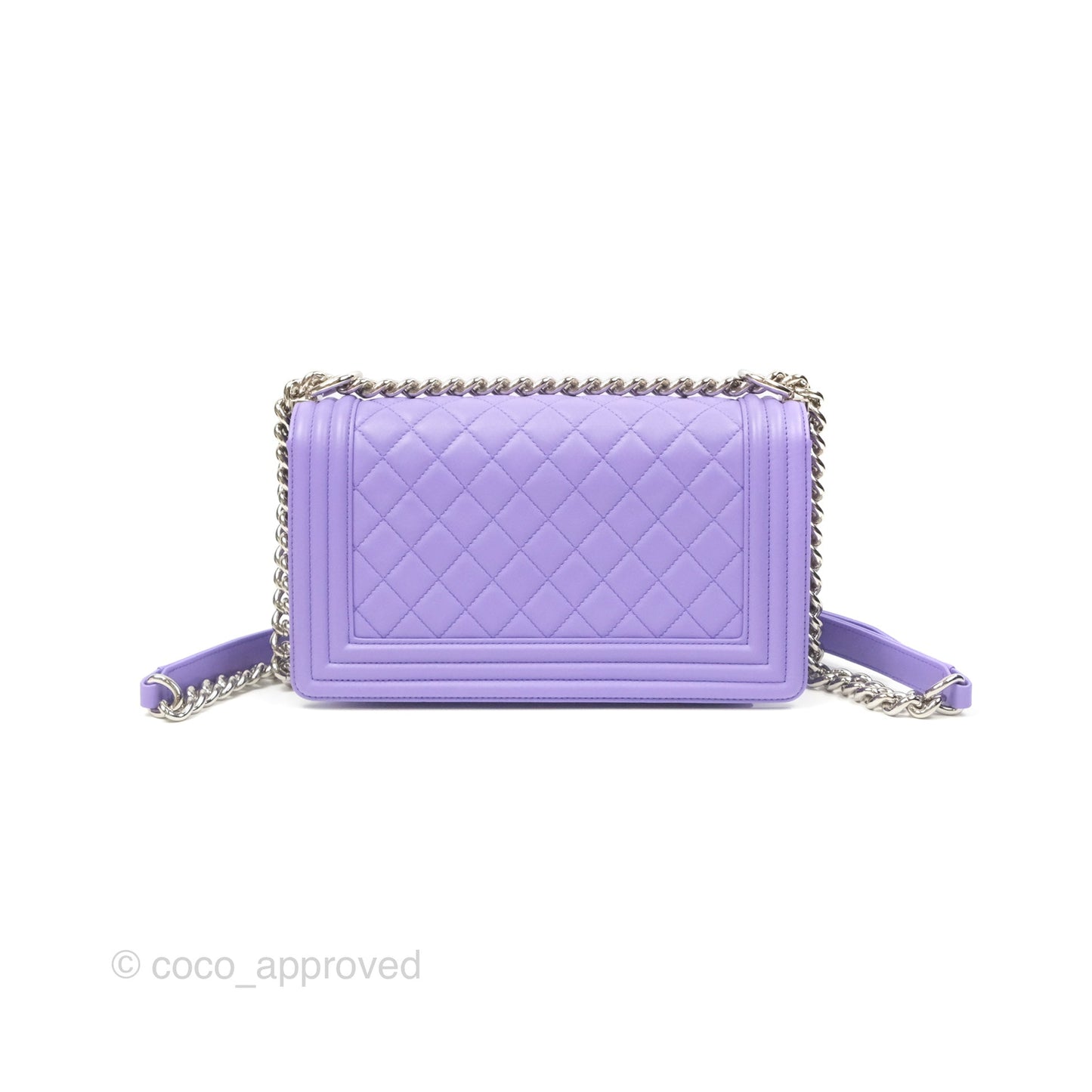Chanel Quilted Medium Boy Purple Calfskin Silver Hardware