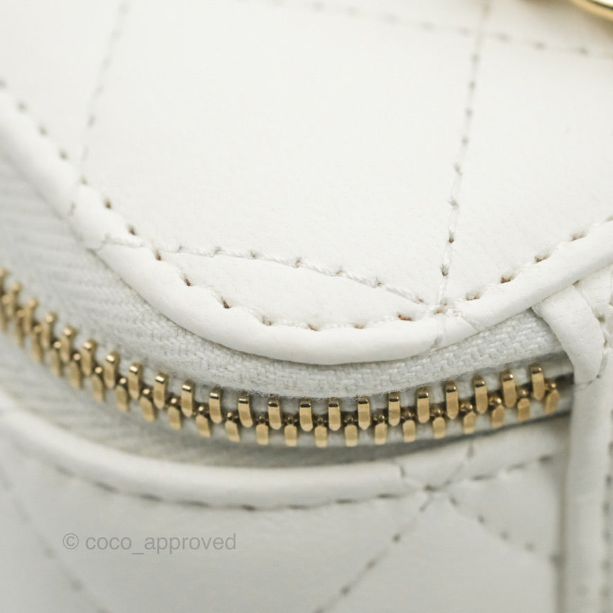 Chanel Ball Crush Vanity with Chain White Lambskin Gold Hardware