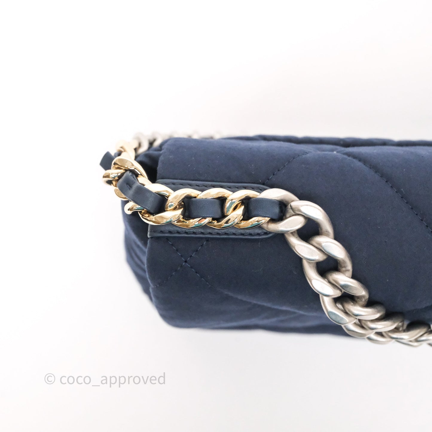 Chanel 19 Small Dark Navy Fabric Mixed Hardware
