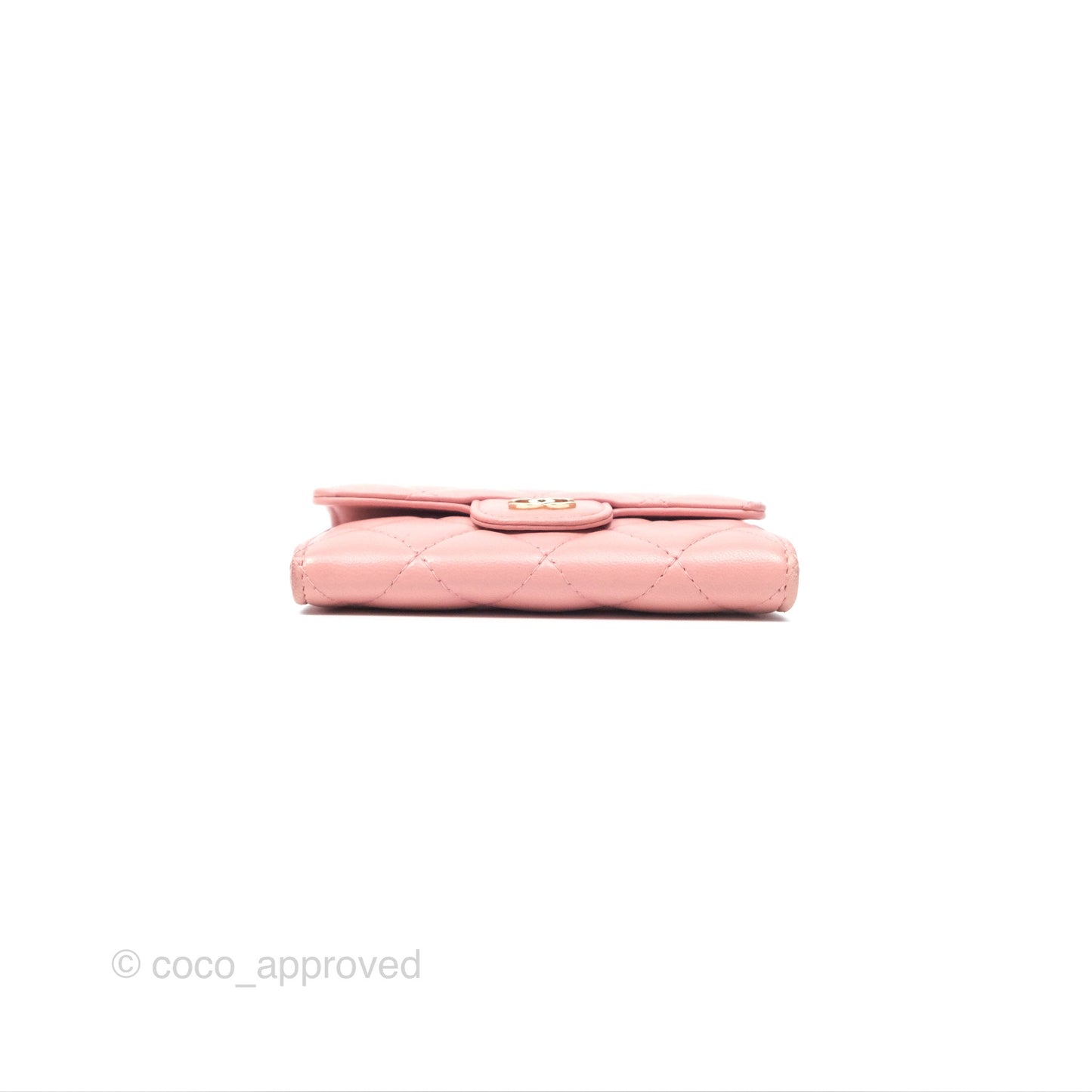 Chanel Classic Flap Card Holder Quilted Pink Lambskin Gold Hardware