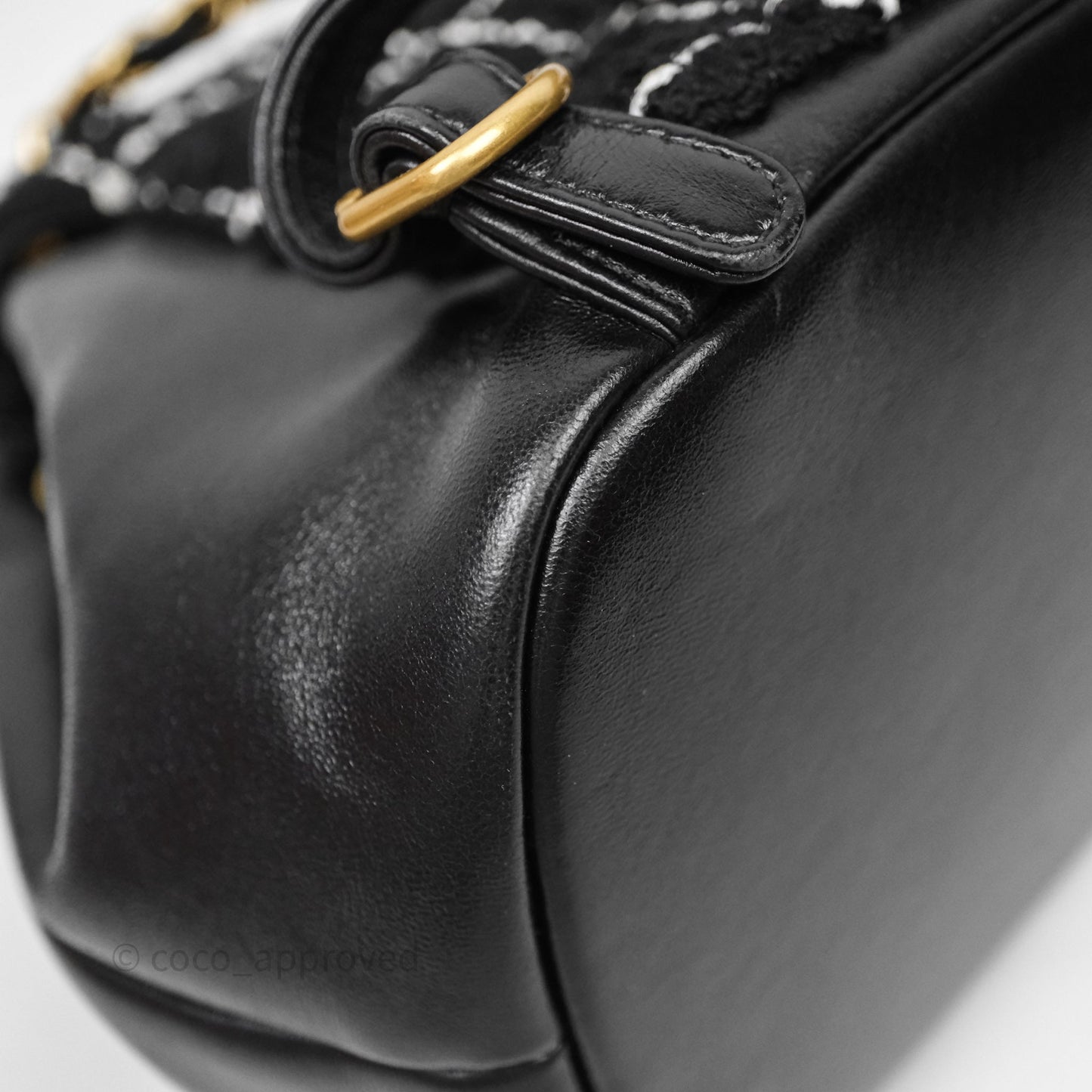 Chanel Duma Backpack Black Tweed Aged Gold Hardware