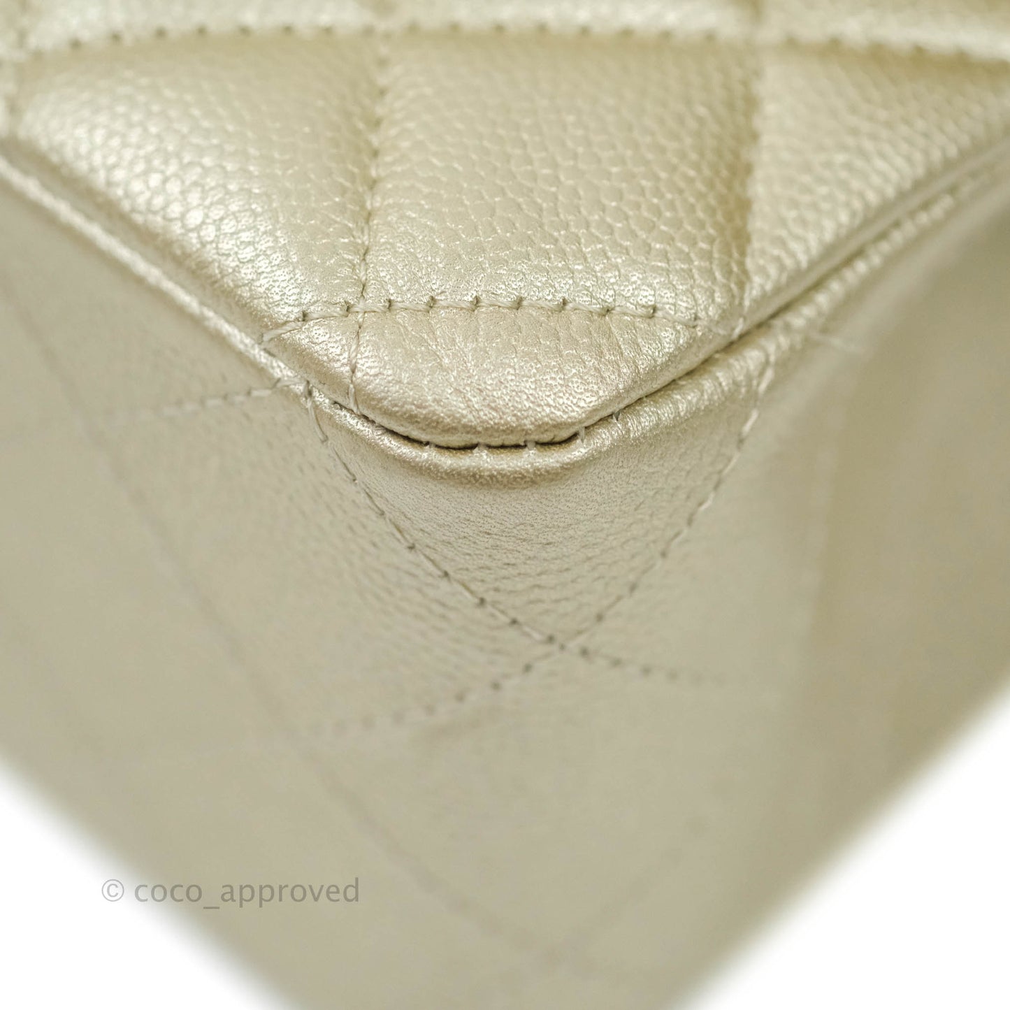 Chanel Classic M/L Medium Double Flap Bag Light Gold Caviar Gold Hardware