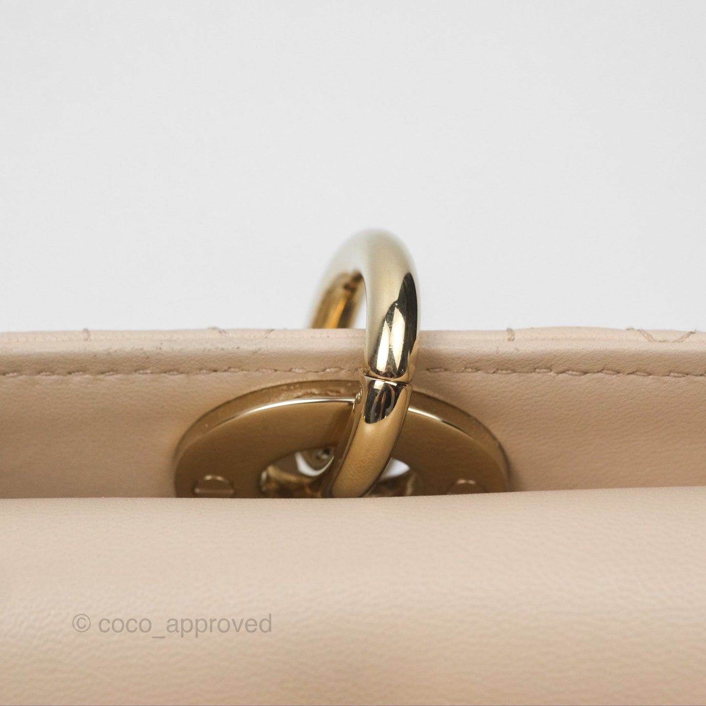 Christian Dior Medium Lady D-Joy Bag Beige Lambskin Cannage Gold Hardware