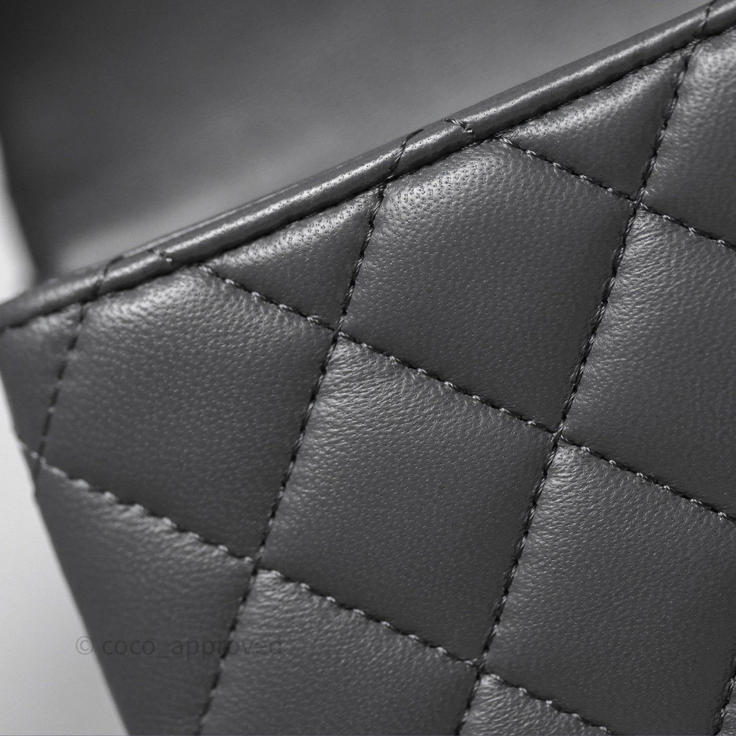 Chanel Top Handle Mini Rectangular Flap Grey Lambskin Gold Hardware