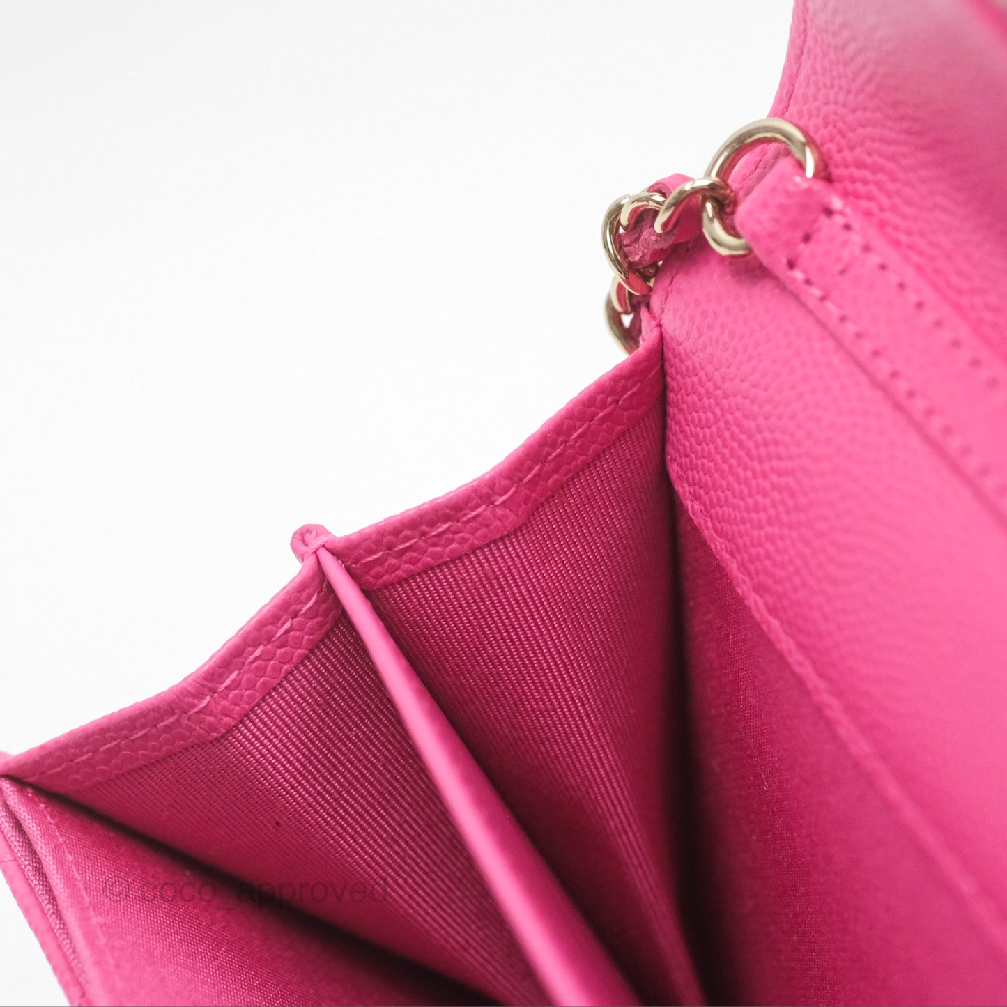 Chanel Mini Wallet With Chain Pink Caviar Gold Hardware